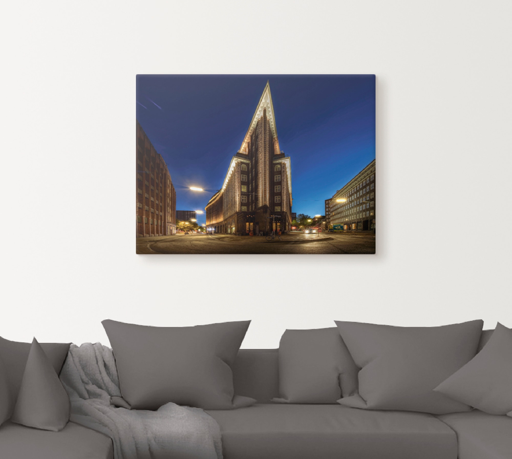 Artland Leinwandbild »Hamburg Chilehaus«, Gebäude, (1 St.), auf Keilrahmen gespannt