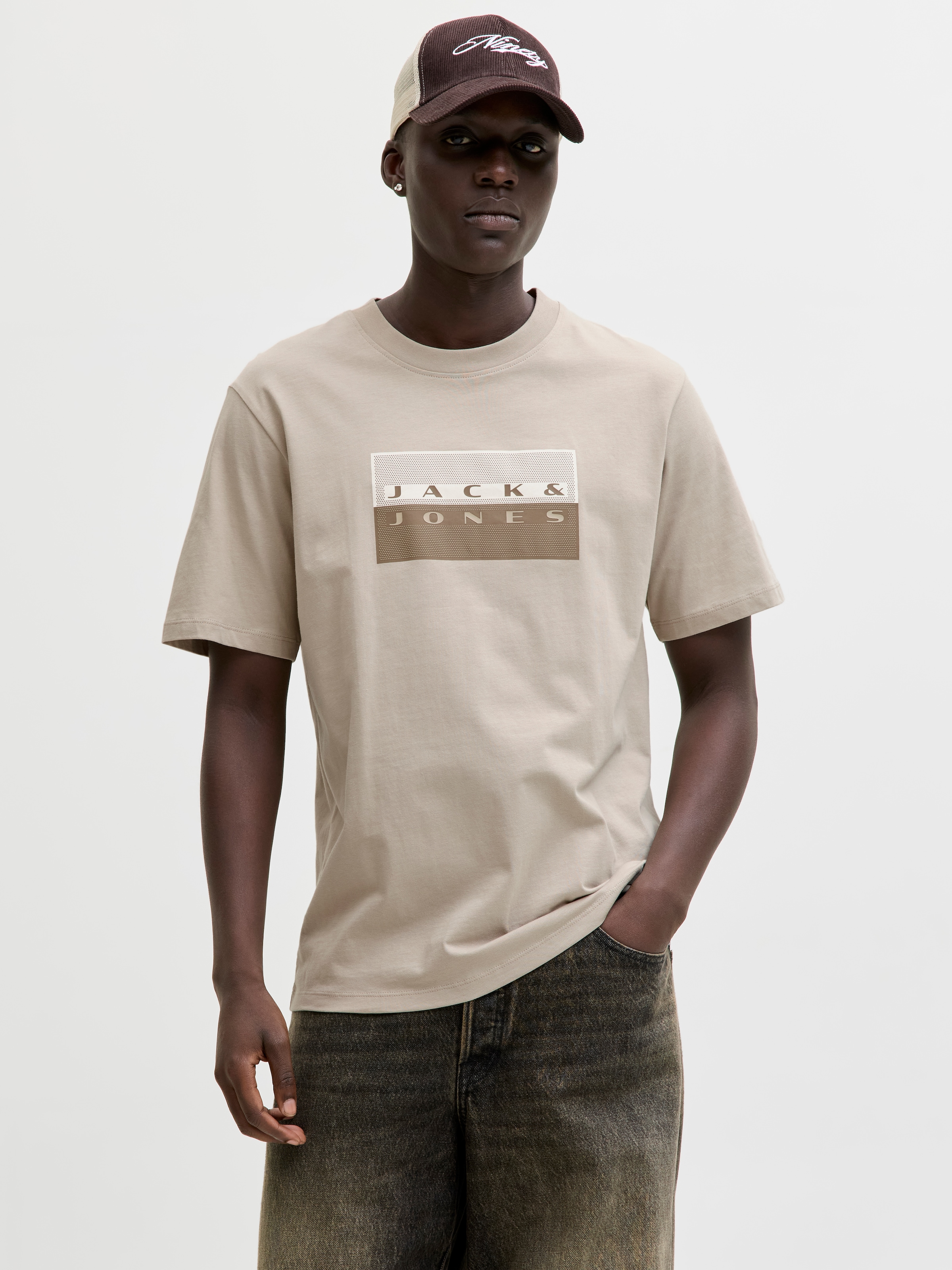 Jack & Jones Kurzarmshirt »JCOFUSION DOTS PRINT TEE SS CREW SN« Baumwolle, regular fit