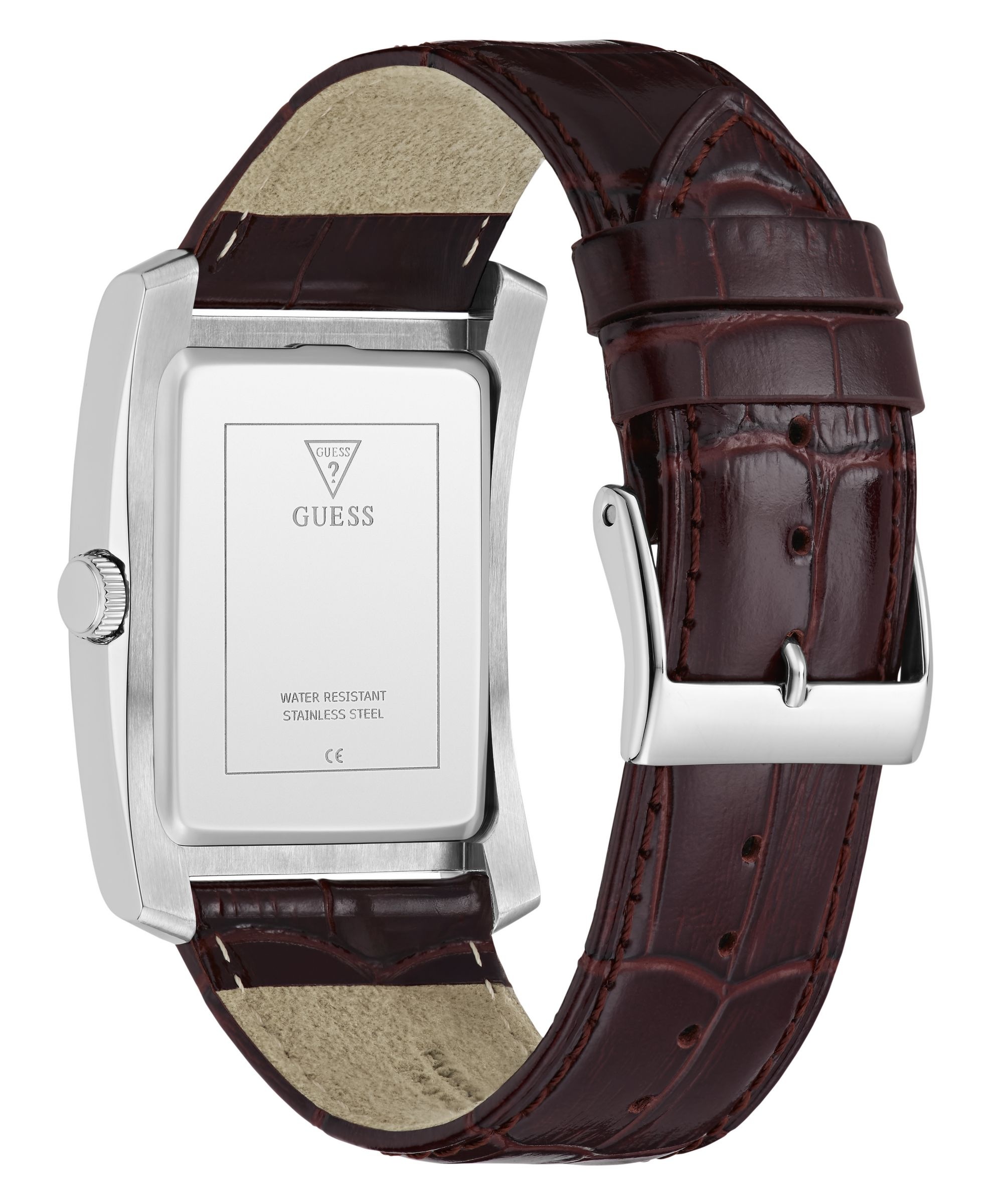 Guess Quarzuhr »CLYDE« Armbanduhr, Herrenuhr, Lederarmband, analog