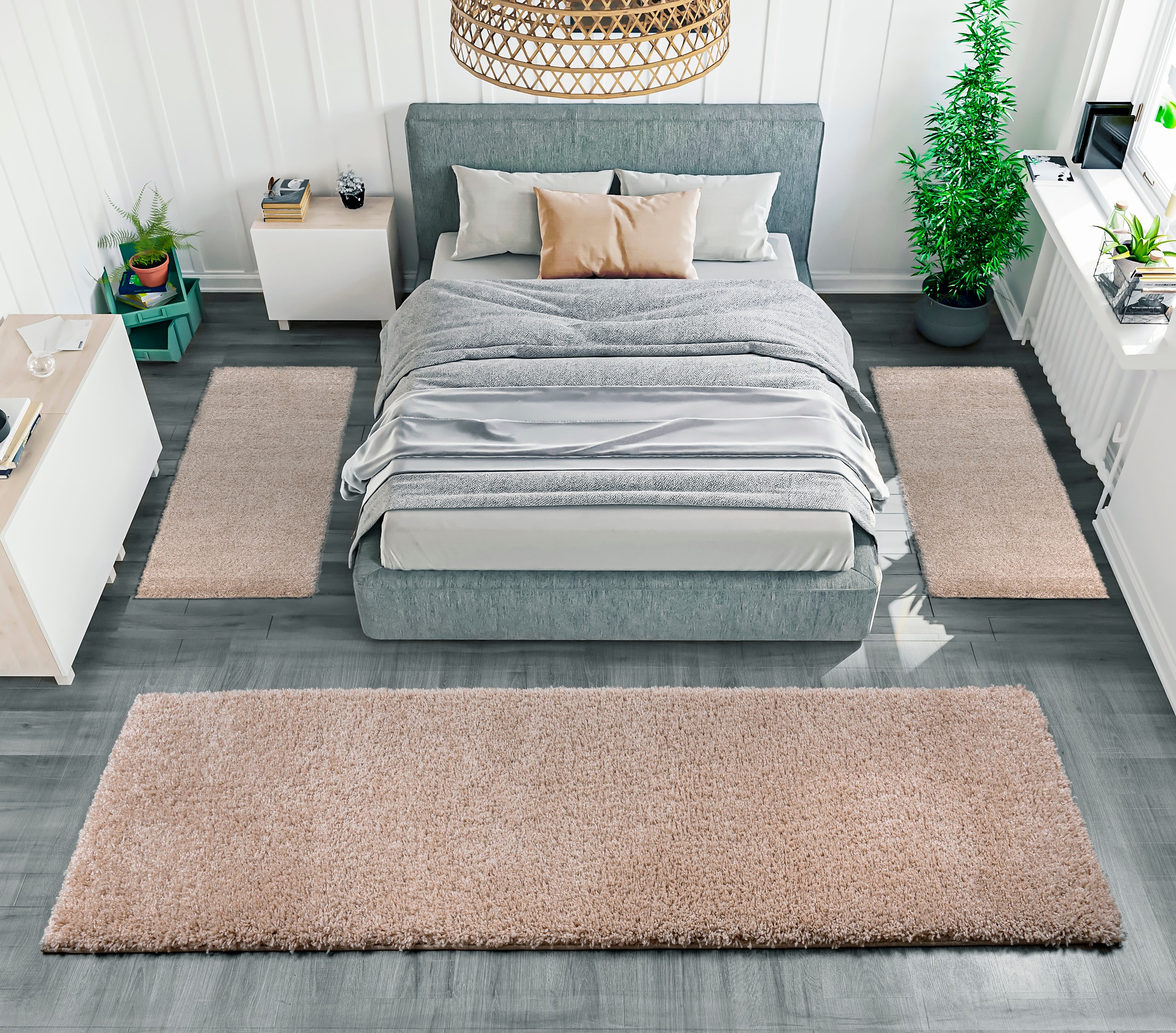 Bruno Banani Bettumrandung »Shaggy Soft«, (3 tlg.), gewebt, Uni-Farben, bes günstig online kaufen