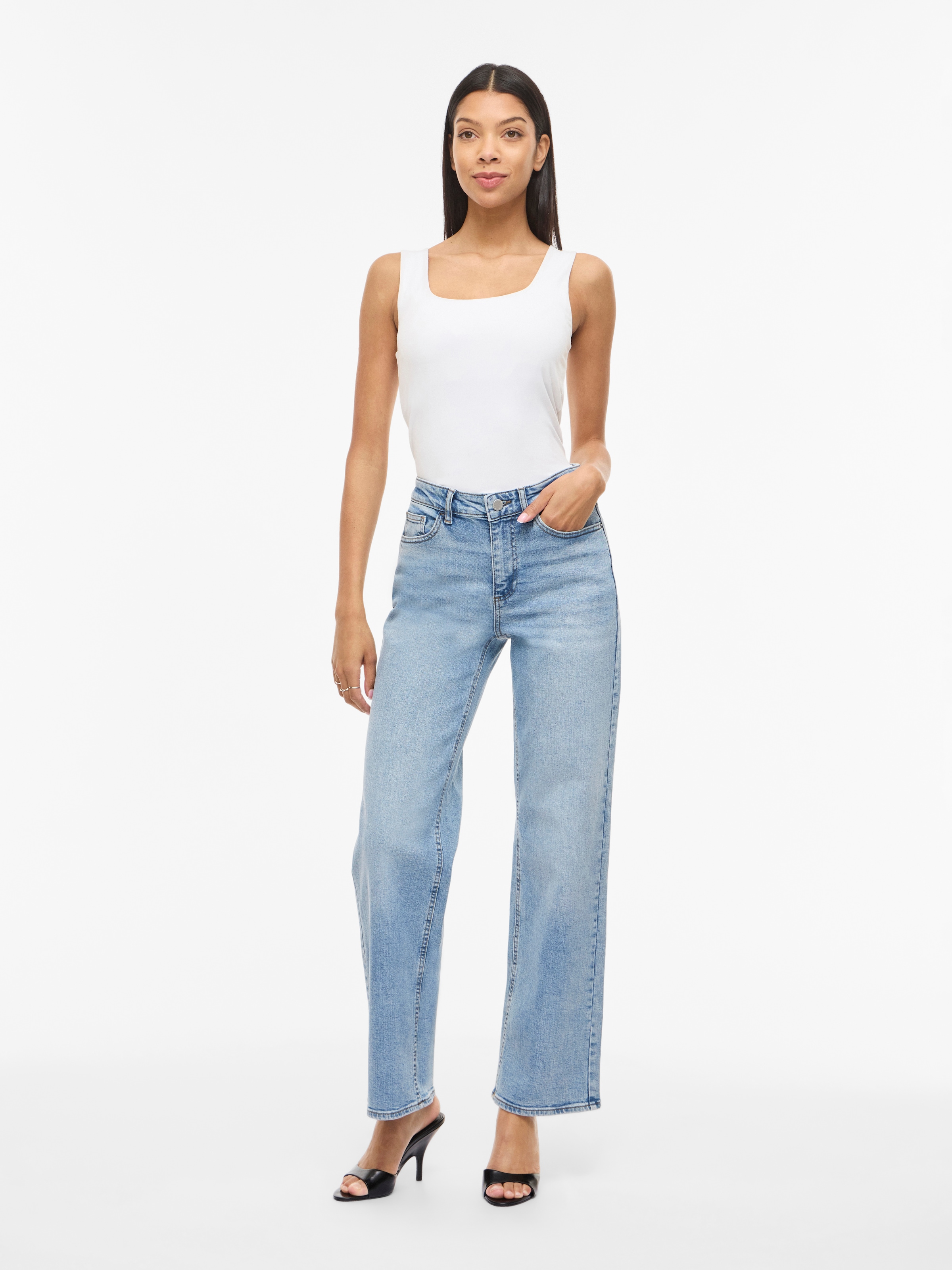 Vila Straight-Jeans »VILISA RW STRAIGHT JEANS ROS - NOOS« Baumwollmischung, regular waist, straight fit