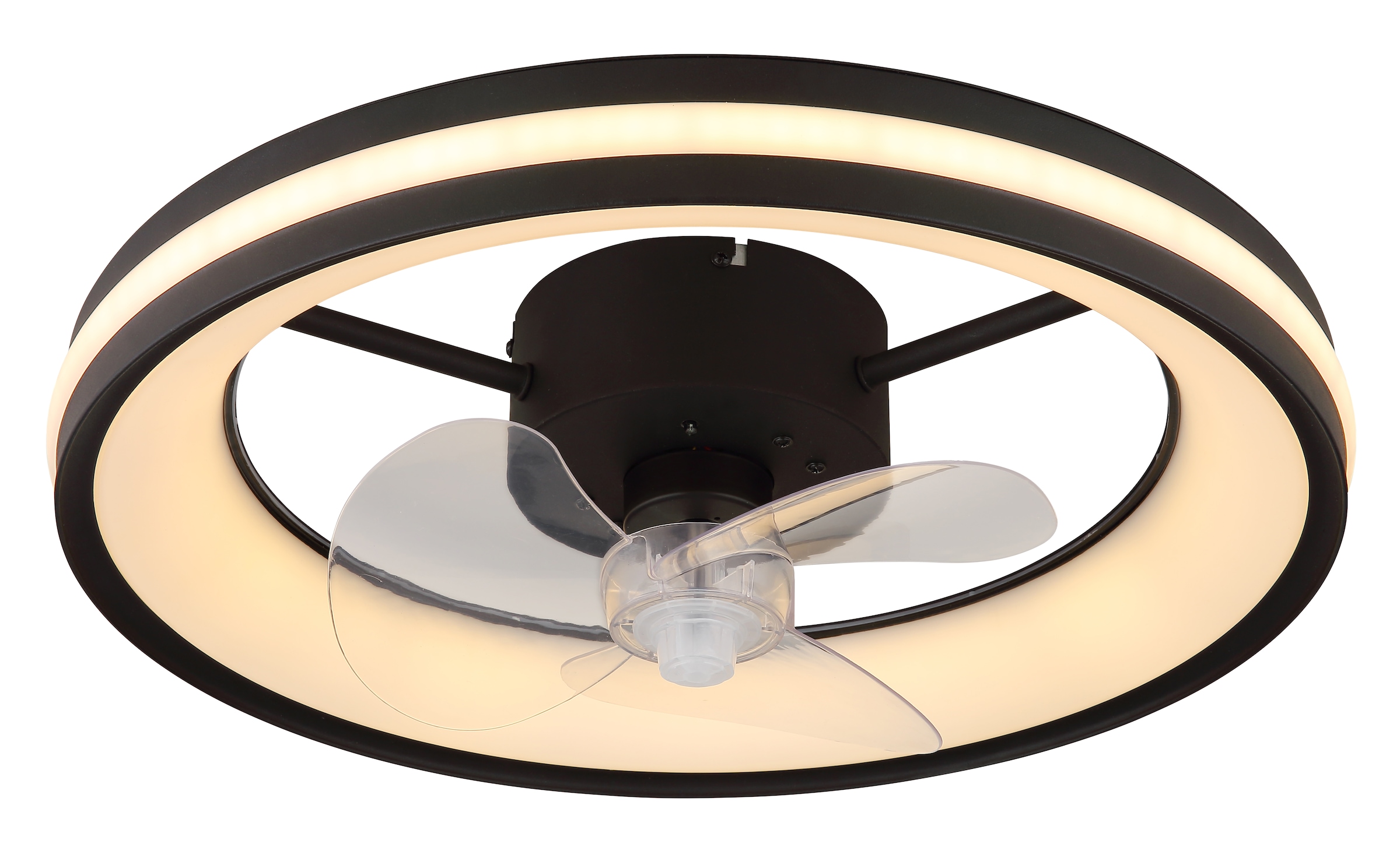 GLOBO LIGHTING Deckenleuchte »GATIAN«, Leuchtmittel LED-Modul | LED fest integriert, Ventilator/ Büro / Wohnbereich / Schlafzimmer / schwarz / rund