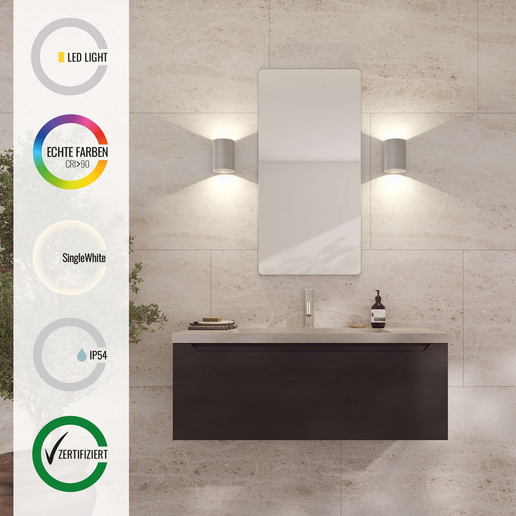 Loevschall Wandleuchte »Sekvens, Modern Wandlampe, Auf-/Ablicht, Dänisches Design«, IP 54 Wasserdicht, Modern design