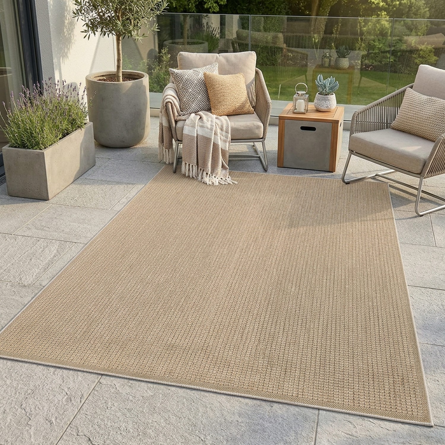 Carpet City Outdoorteppich »Outdoor 092 , auch in rund« rechteckig 5 mm Höhe Witterungsbeständig für Balkon, Terrasse, In und Outdoor, Sisal Optik