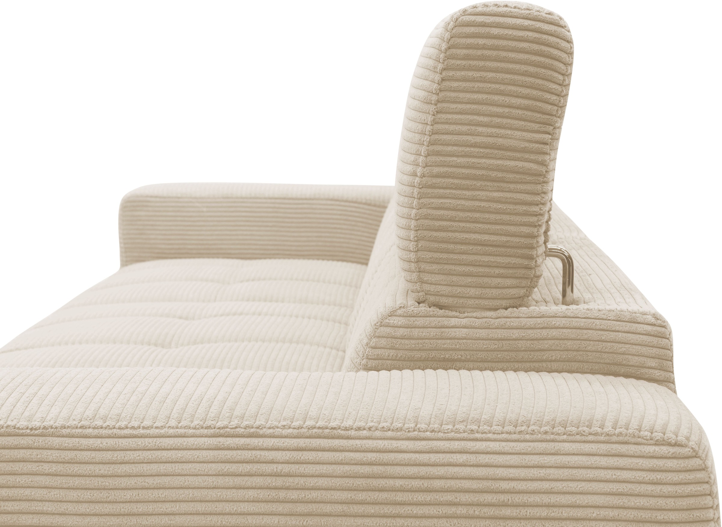 DOMO collection Ecksofa »Trento L-Form, mit Kufenfuß oder Einzelfuß«, wahlweise mit Kopfteilverstellung, Recamiere links/rechts bestellbar
