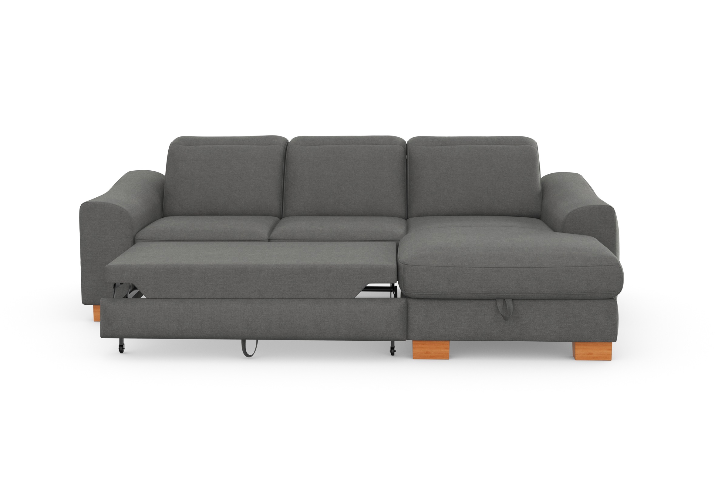 sit&more Ecksofa »Dundee L-Form«, mit Federkern und Massivholzfüßen, wahlweise mit Kopfteilverstellung