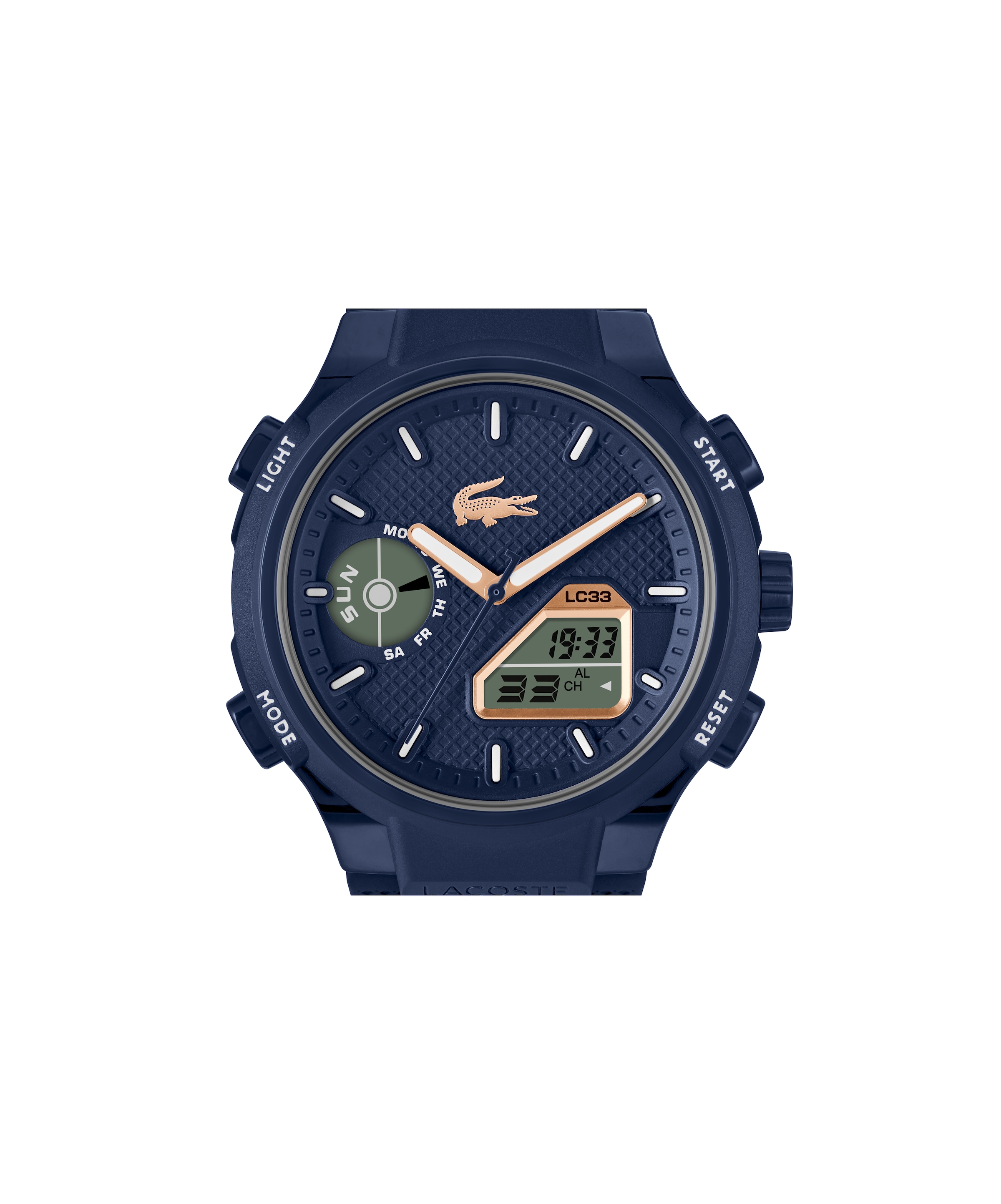 Lacoste Chronograph »LC33«, Quarzuhr, Armbanduhr, Herrenuhr, Silikonarmband, analog, digital, Tag