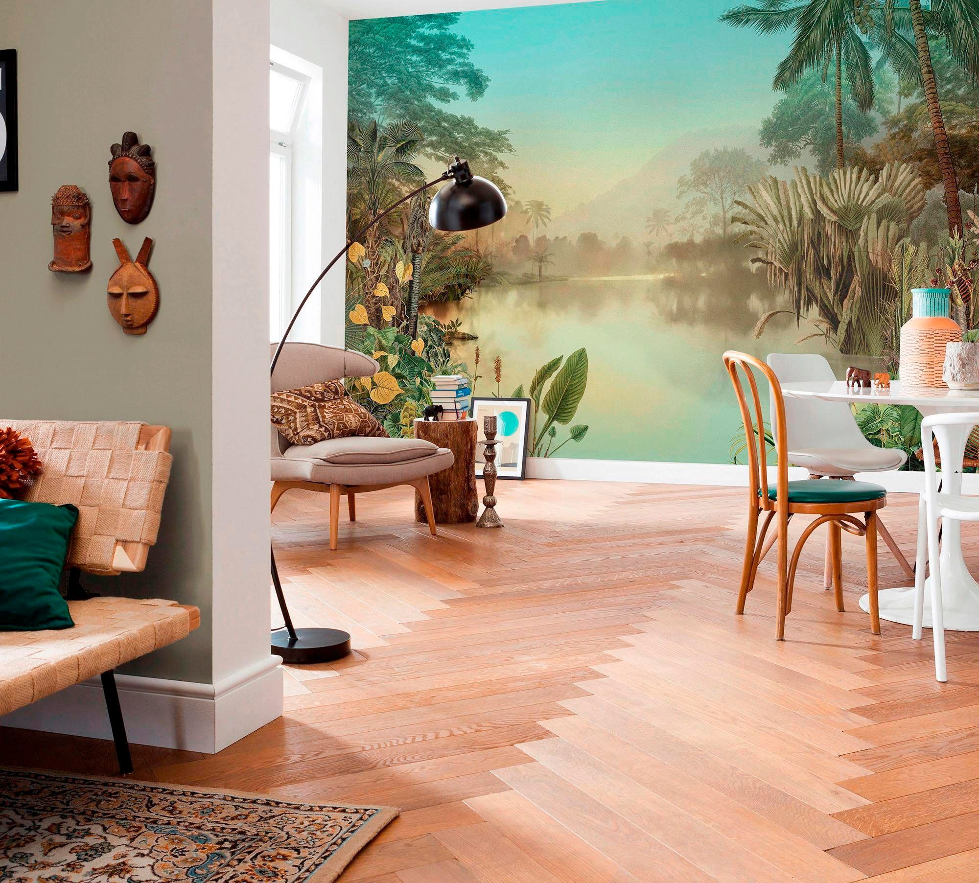 Komar Vliestapete »Digitaldruck Vlies - Lac Tropical - Größe 400 x 270 cm«, bedruckt, Wohnzimmer, Schlafzimmer