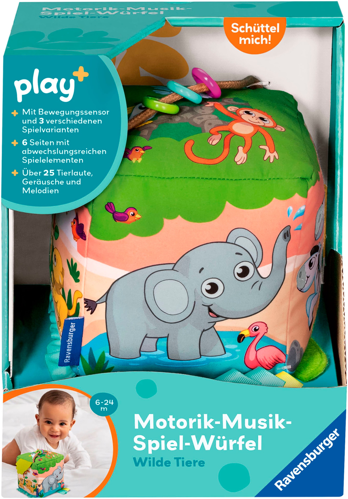 Ravensburger Motorikwürfel »Play+ Motorik-Musik-Spiel-Würfel Wilde Tiere«