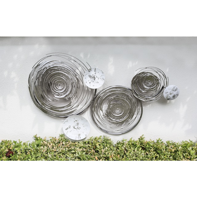 GILDE Wanddekoobjekt »Wandrelief Circles, weiß/silber«, aus Metall,  dekorativ im Esszimmer & Wohnzimmer online bestellen