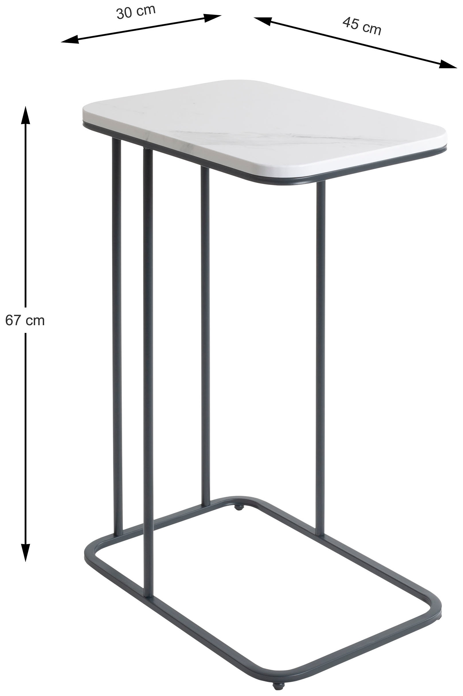 HAKU Beistelltisch »Sofatisch, Wohnzimmertisch« 1 Stk. tlg. rechteckig - aus Metall Anthrazit B/T/H 45/30/67 cm