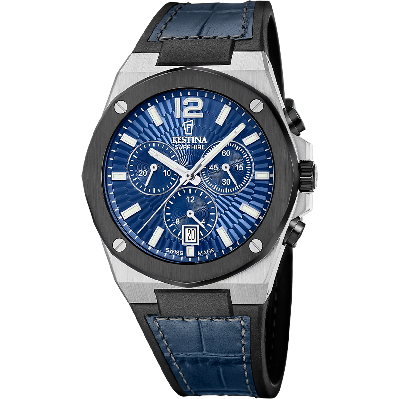 Festina Chronograph »Vallee« Quarzuhr, Armbanduhr, Herrenuhr, Swiss Made, Lederarmband, analog, Tag