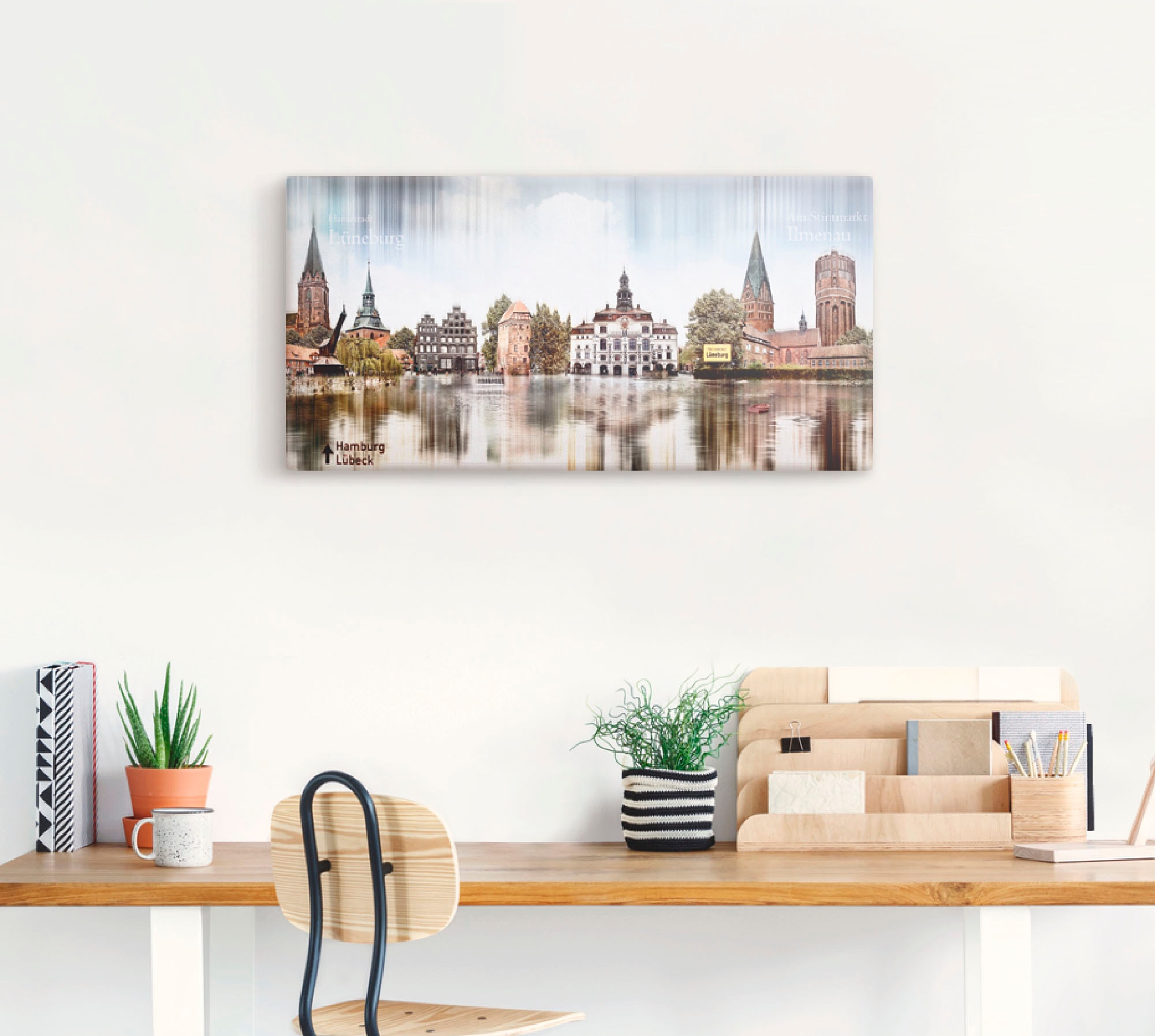 Artland Leinwandbild »Lüneburg Skyline Abstrakte Collage«, Deutschland, (1 St.), auf Keilrahmen gespannt
