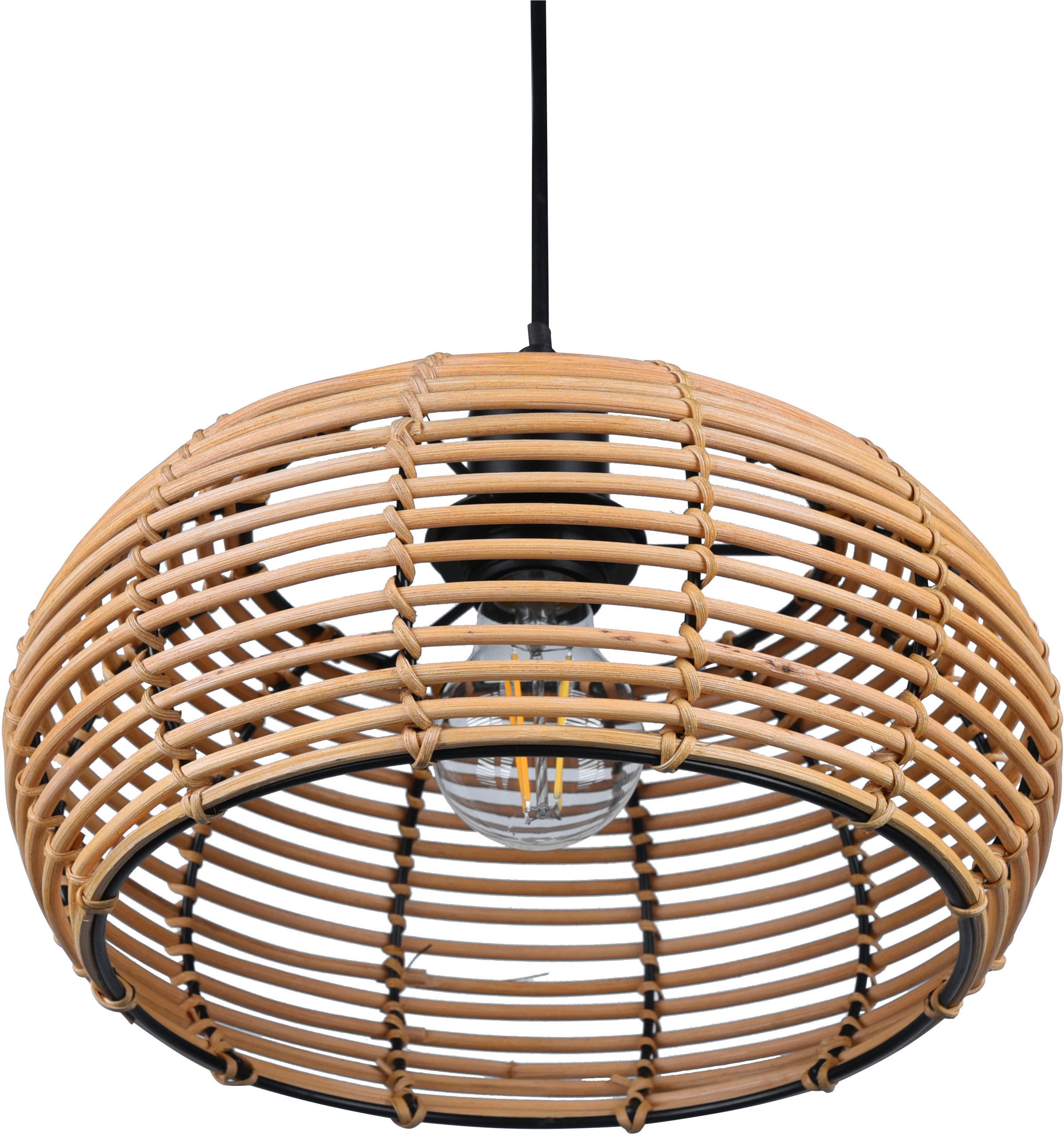 TRIO Leuchten Pendelleuchte »Inga«, 1 flammig, Leuchtmittel E27 | ohne Leuchtmittel, Hängelampe Rattan in Korbgeflecht Optik, exkl 1xE27, höhenverstellbar