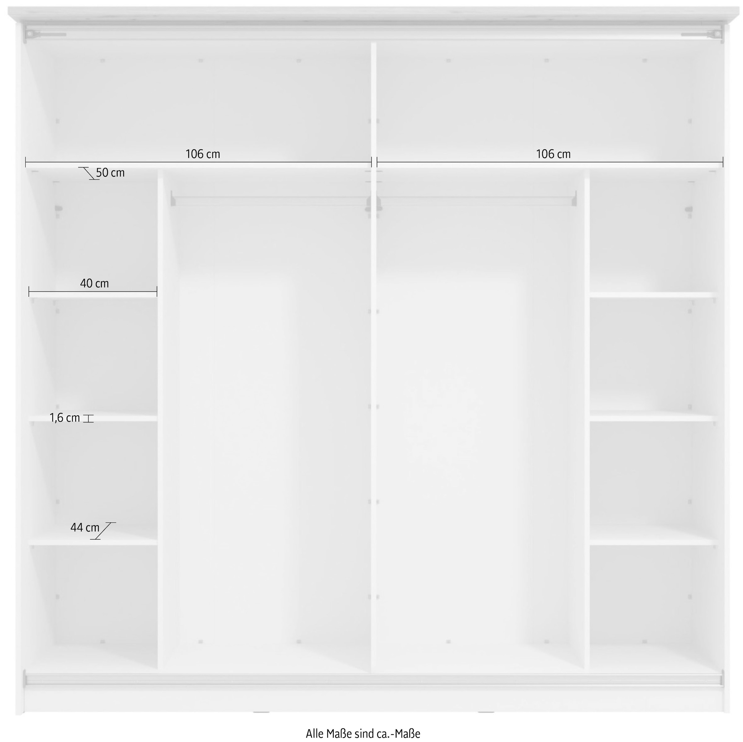 Home affaire Schwebetürenschrank »Valencia, Kleiderschrank im Landhausstil, 220x214x65,5cm«, mit kompletter Innenausstattung, FSC®-zertifizierter Holzwerkstoff