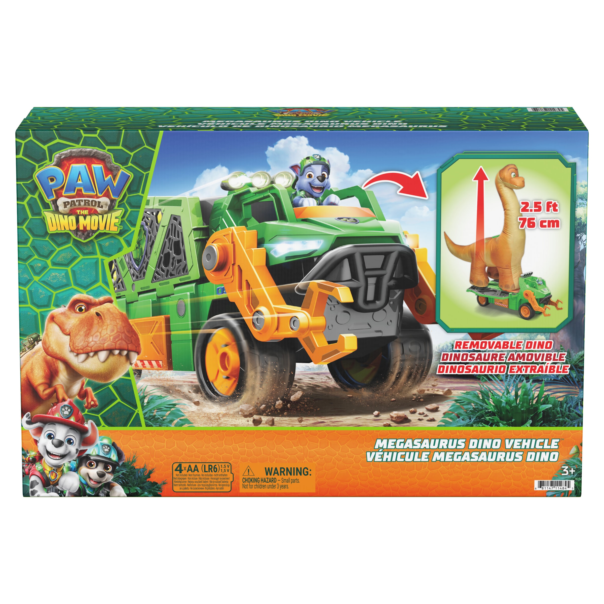 Spin Master Spielzeug-Auto »PAW Patrol: Der Dino Film, Rockys Megasaurus Transport-Fahrzeug« mit Lichteffekt
