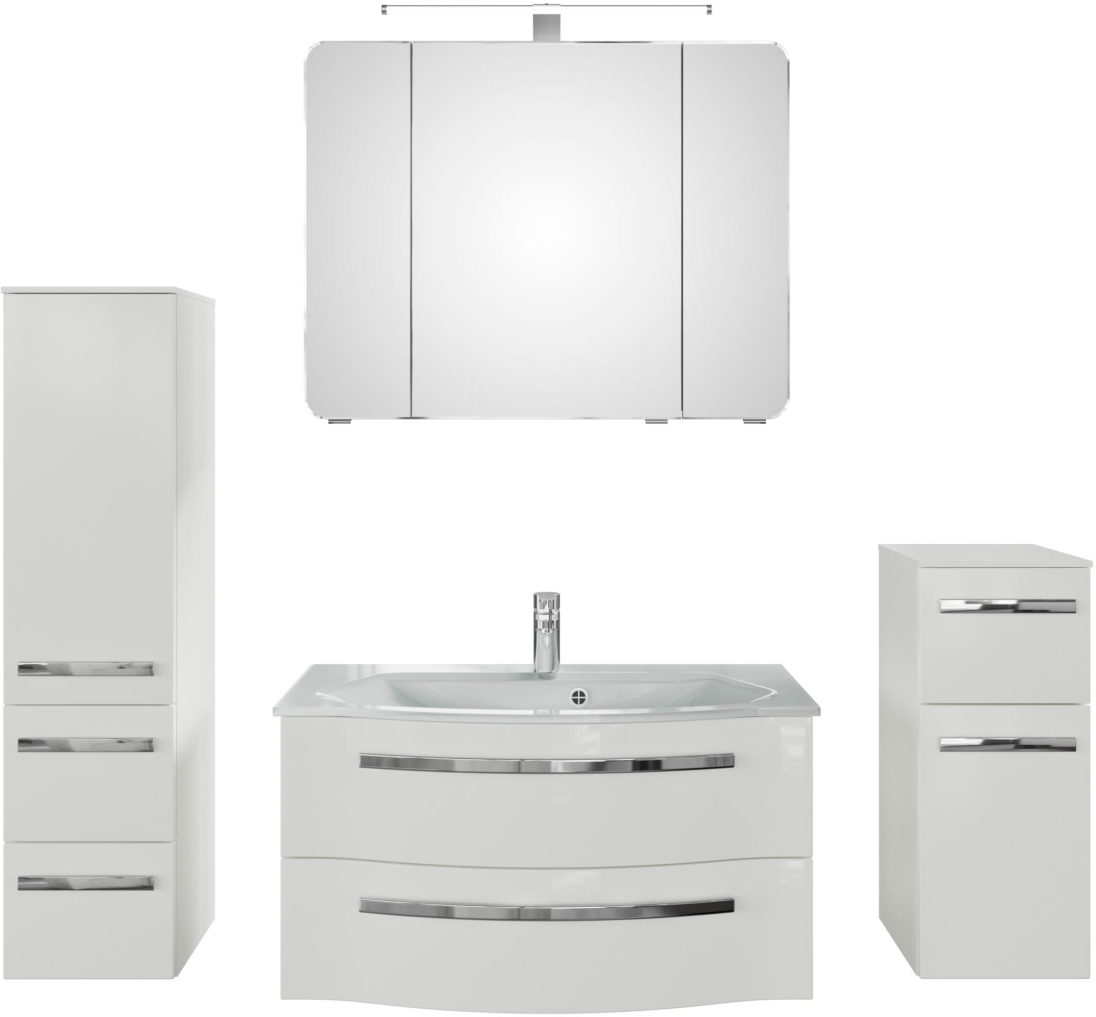 Saphir Badmöbel-Set »Serie 4005, vormontiert, Glaswaschbecken, Spiegelschra günstig online kaufen