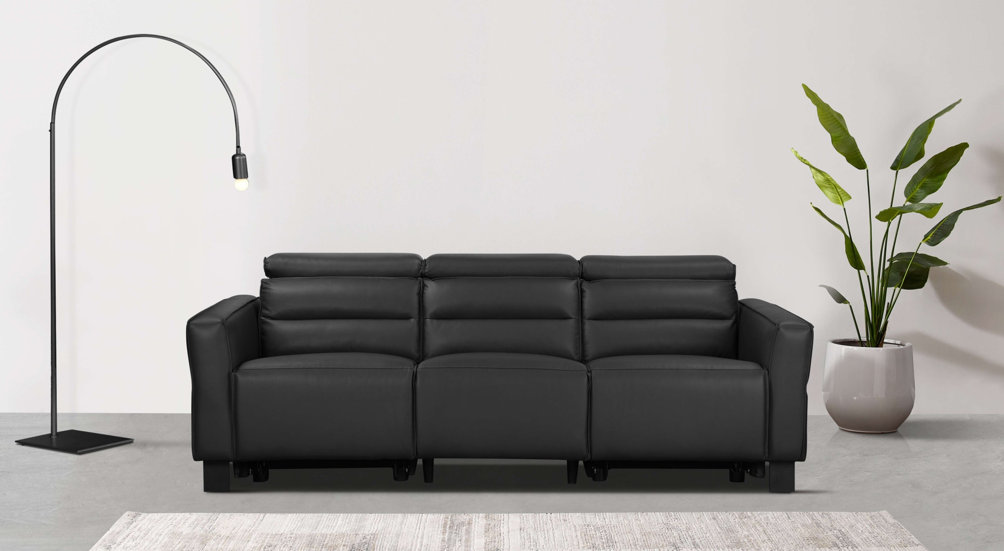 Places of Style 3-Sitzer »Carpari, 224cm, manuelle od. elektrische Relaxfunktion in 2 Sitzen«, mit USB-A/C, Kopfteilverstellung, Echtleder, Kunstleder, Webstoff