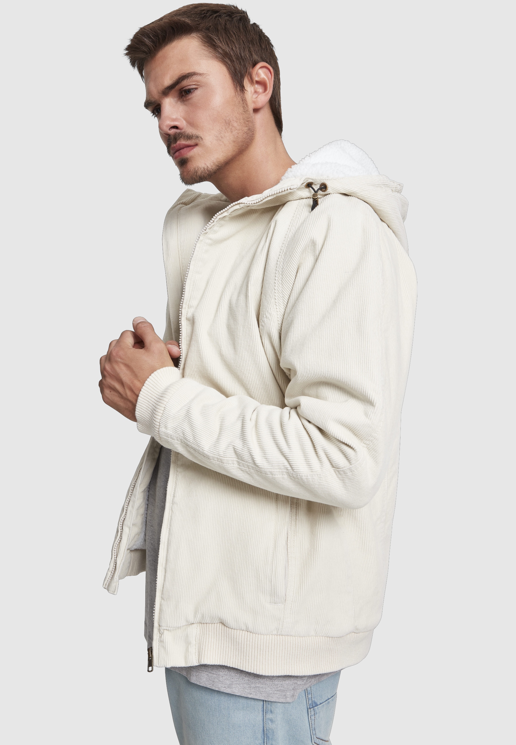 URBAN CLASSICS Winterjacke »Urban Classics Herren Hooded Corduroy Jacket« 1 Stk. tlg. mit Kapuze