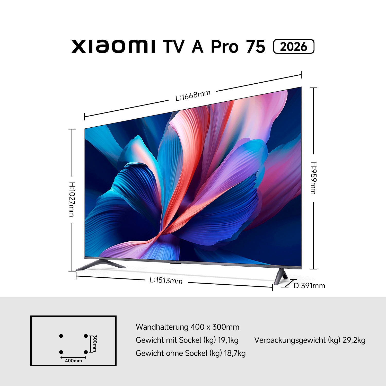 Xiaomi QLED-Fernseher »L75MB-APEU« 189 cm/75 ″ Smart-TV Xiaomi TV A Pro 75 (2026)