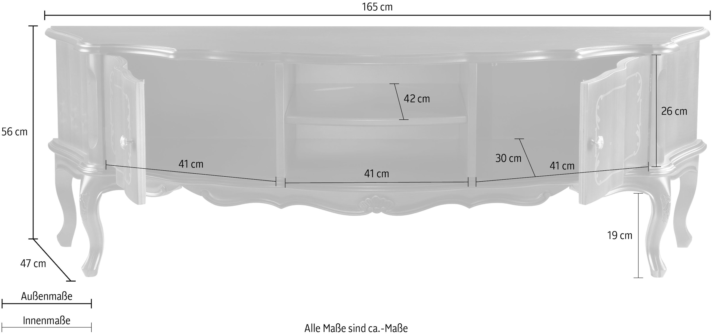 Home affaire TV-Board »TV-Board Torri«, Breite 165 cm