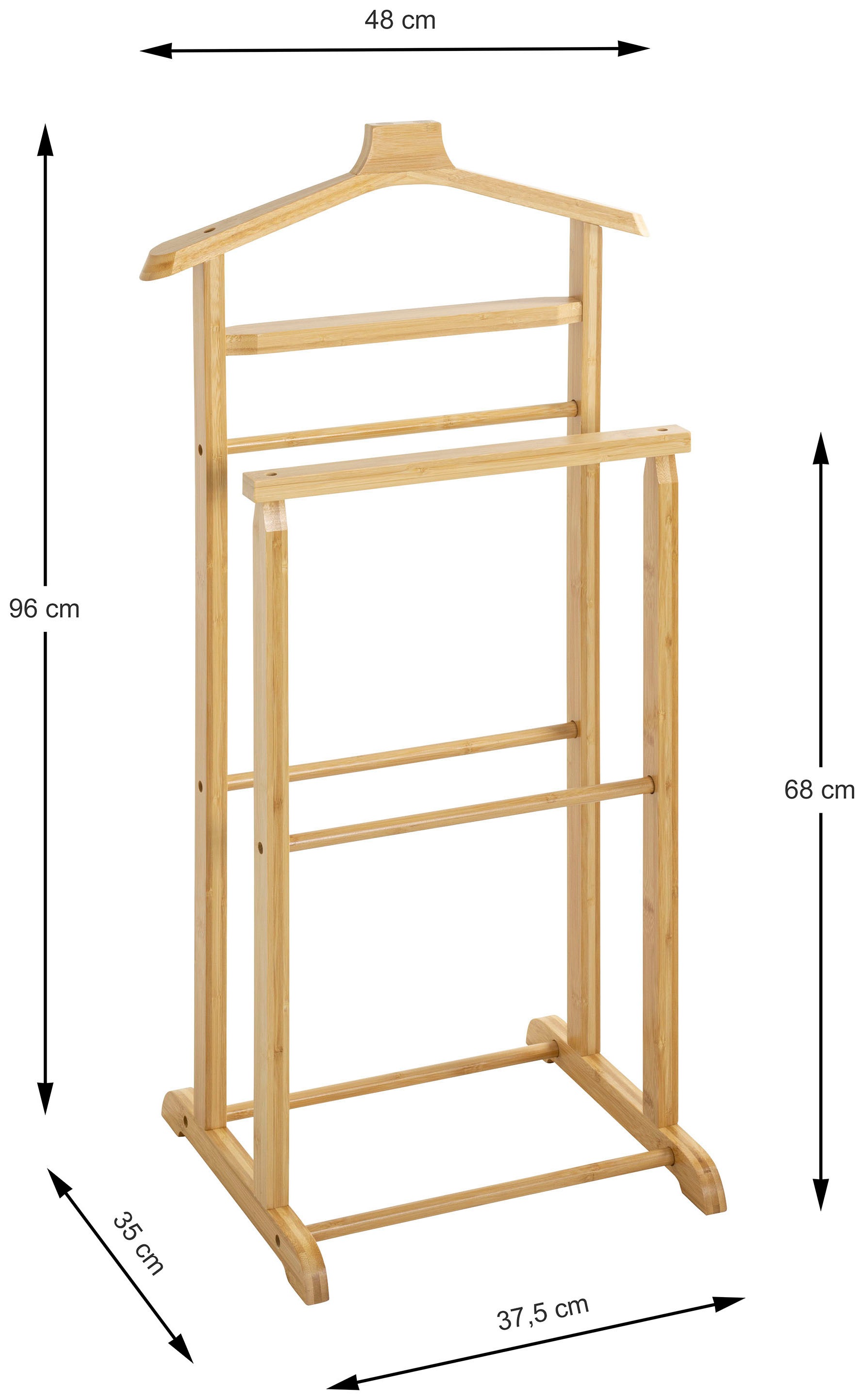HAKU Herrendiener »Anzugständer, Dressboy, Kleiderboy, Kleiderbutler, Stiller Diener« freiform - aus Bambus natur -B/T/H 48/35/96 cm