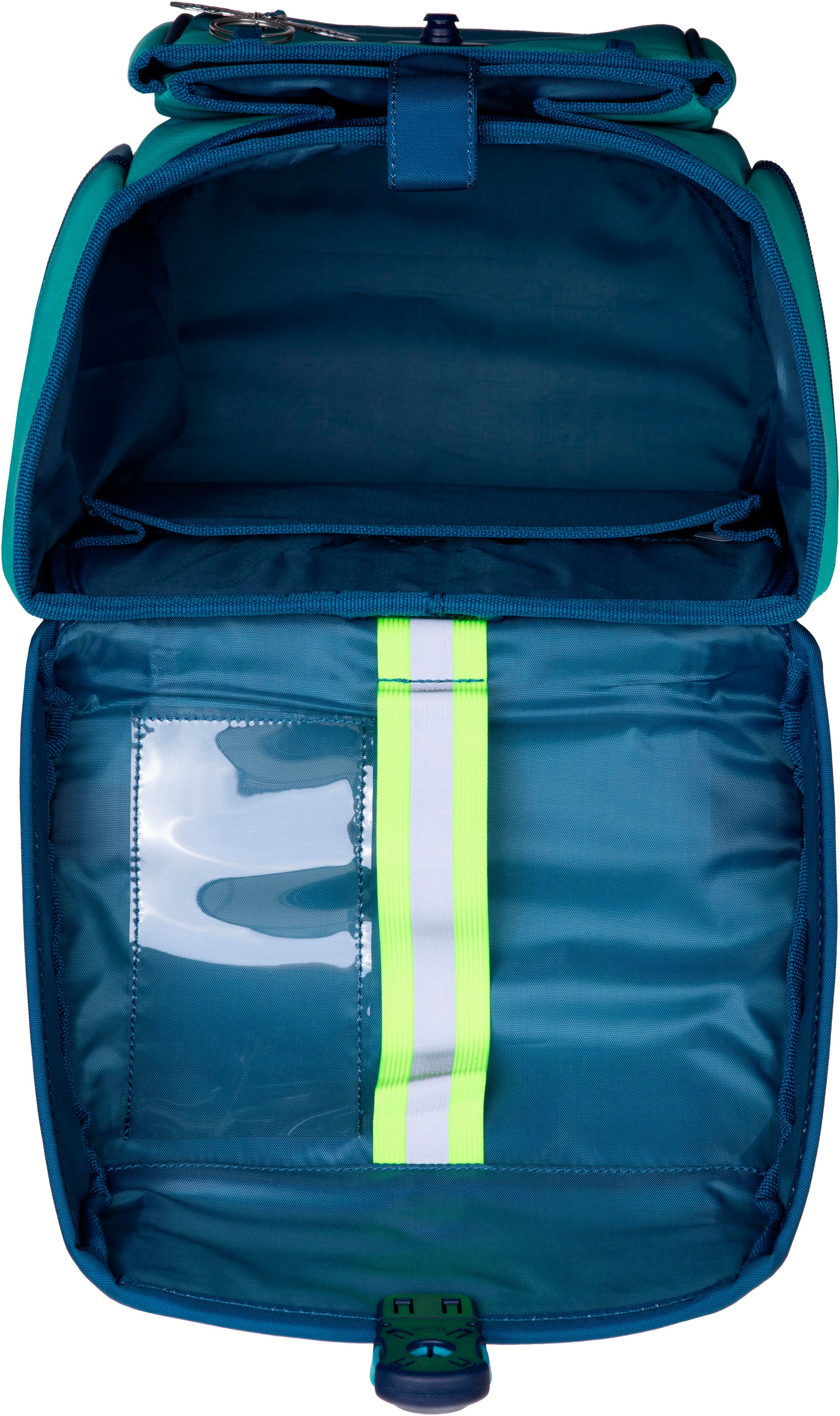 McNeill Schulranzen »Perfecto, Gradient Blue Lagoon«, reflektierende Streifen auf den Schultergurten-retroreflektierende Flächen, inkl. Federmäppchen, Turnbeutel, Schlamperrolle & Motivmagnet