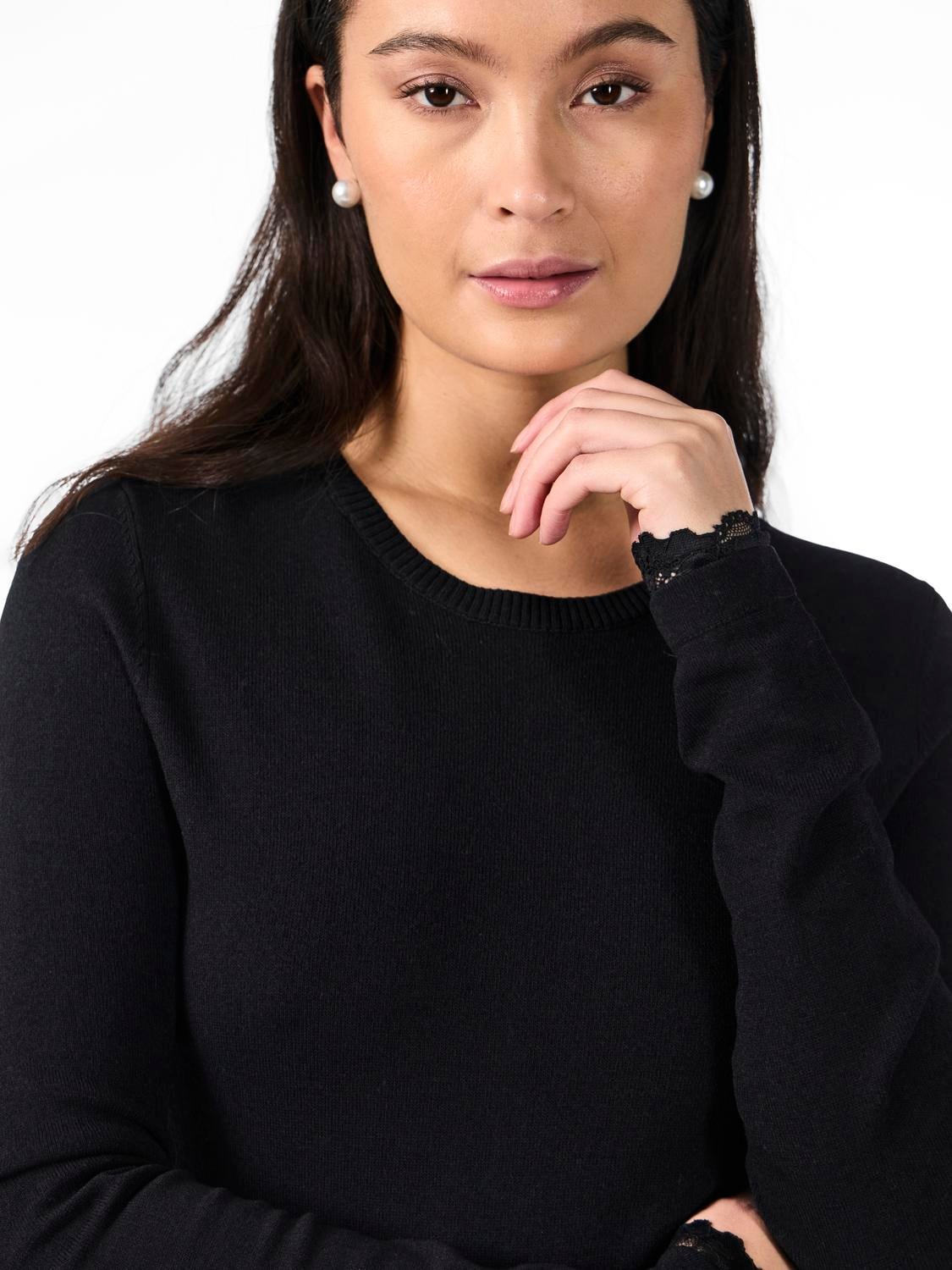 Y.A.S Strickkleid »YASBECCO LS KNIT DRESS S. NOOS«, mit Spitze am Ärmelsaum