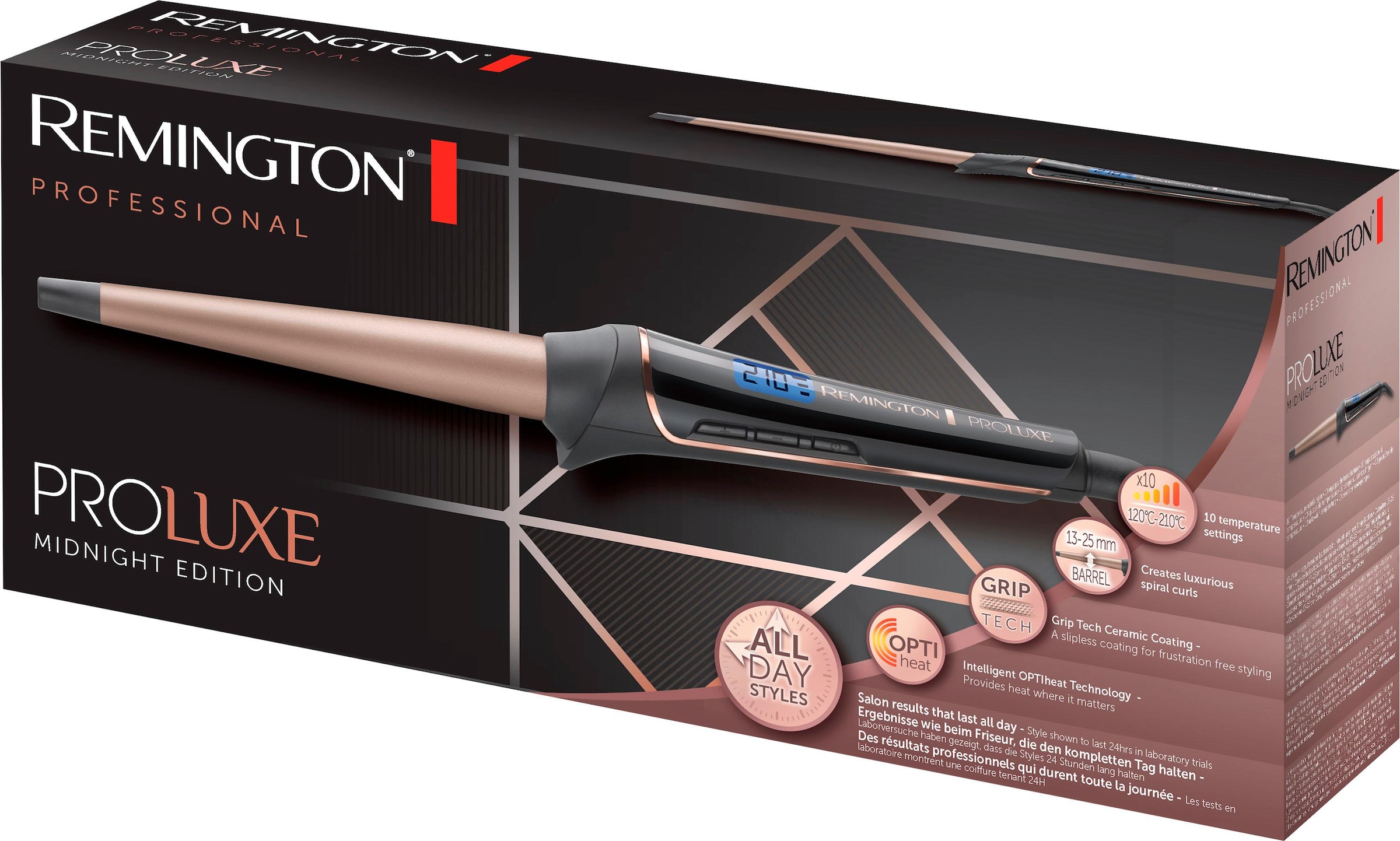 Remington Lockenstab »CI91W1B langanhaltendes OPTIheat Beschichtung, für Technologie Edition«, PROluxe Midnight Styling Keramik