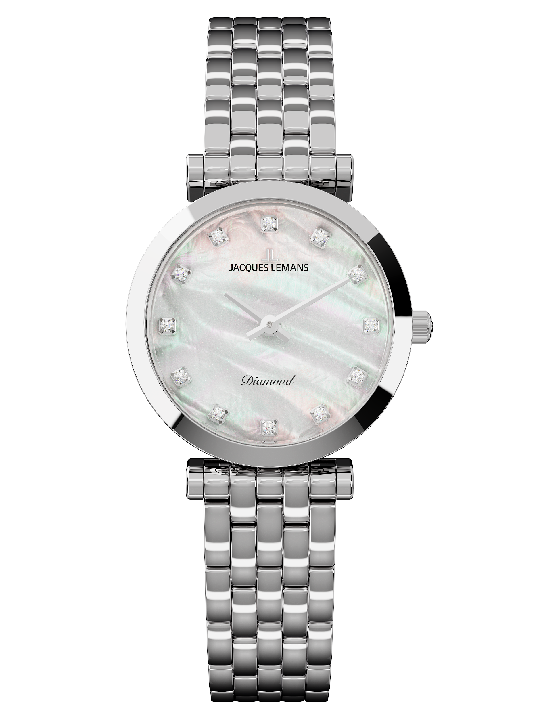 Jacques Lemans Quarzuhr »Milano Diamond« Armbanduhr, Damenuhr, Edelstahlarmband, Lab Grown