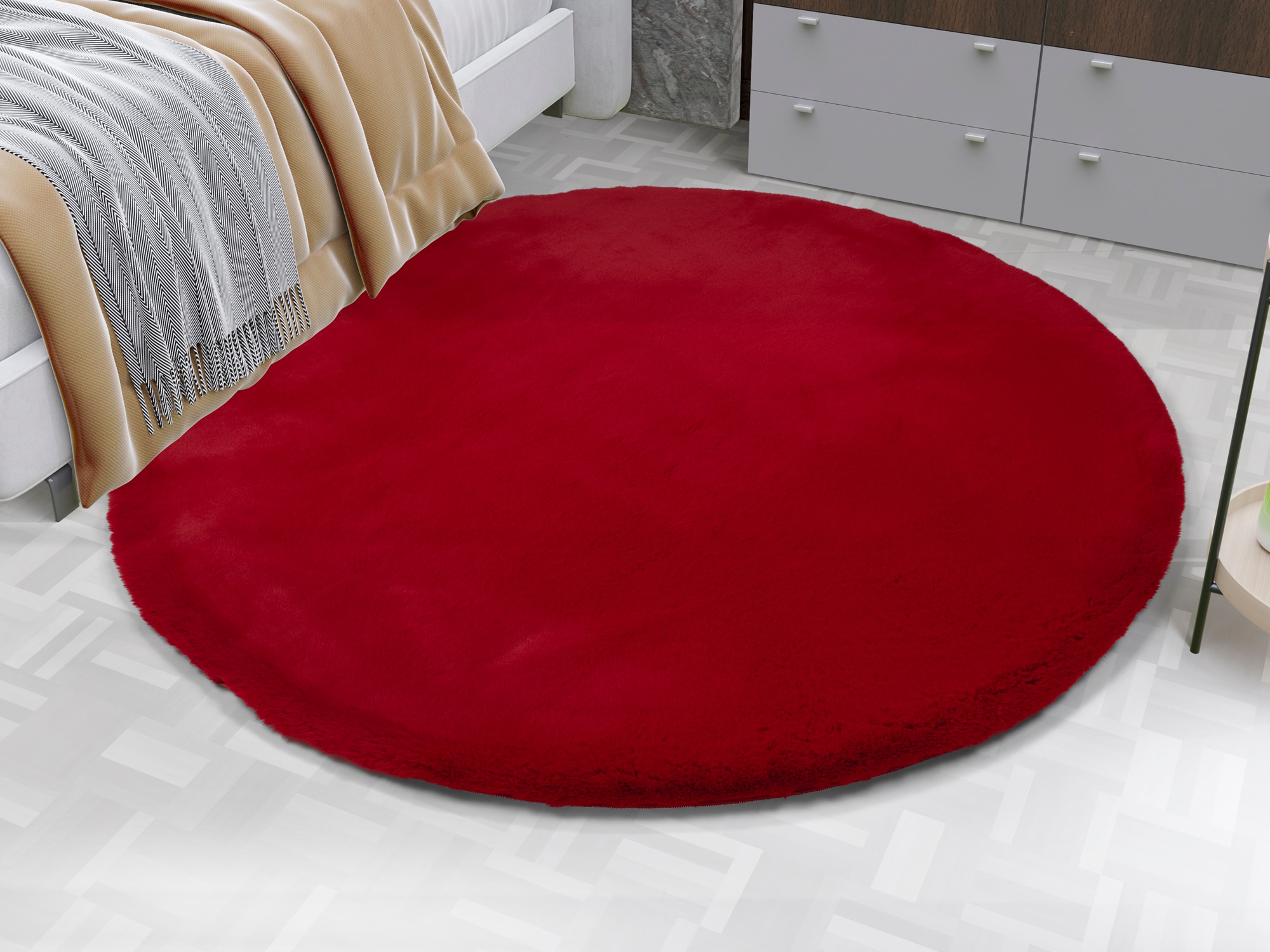 OCI DIE TEPPICHMARKE Teppich »ROCKY SOFT«, rund, 35 mm Höhe, Kunstfell, weich, kuschelig, maschinell gewebt, waschbar