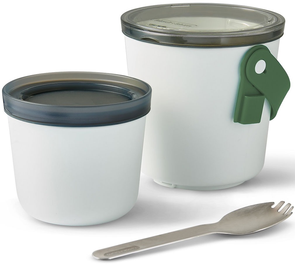 black+blum Lunchbox, (Set, 1 tlg.), 2-in-1, mit Tragegurt und Göffel (Gabel-Löffel-Kombination), 900 ml
