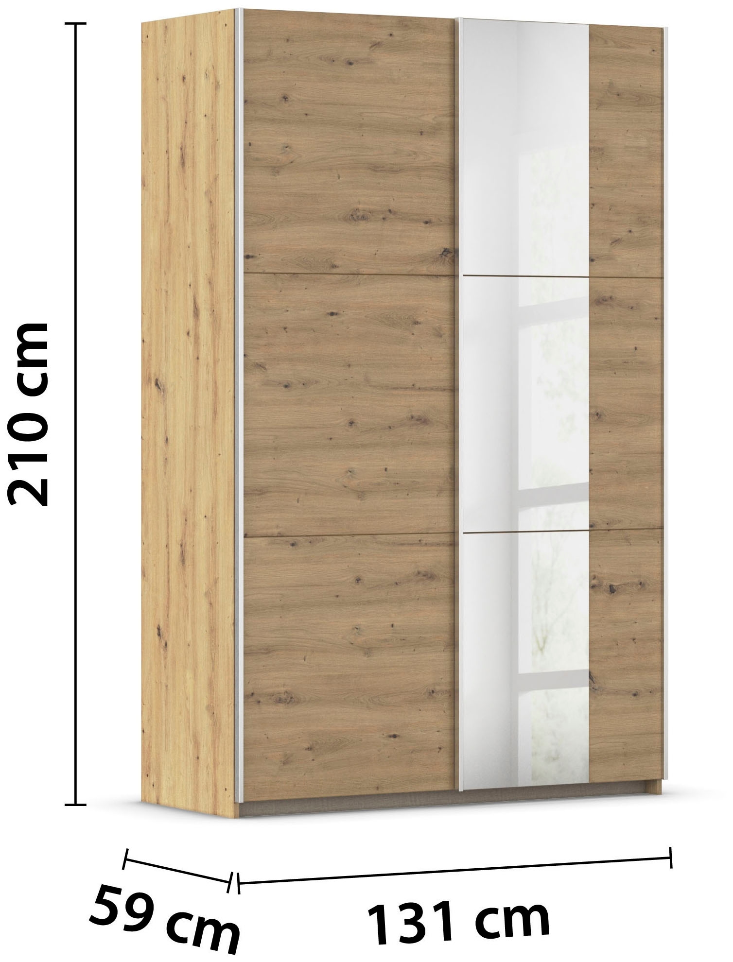 rauch Schwebetürenschrank »Kleiderschrank Drehtürenschrank Schrank Garderobe KRONACH TOPSELLER«, mit Spiegel und viel Stauraum, Metallgriffleisten, MADE IN GERMANY