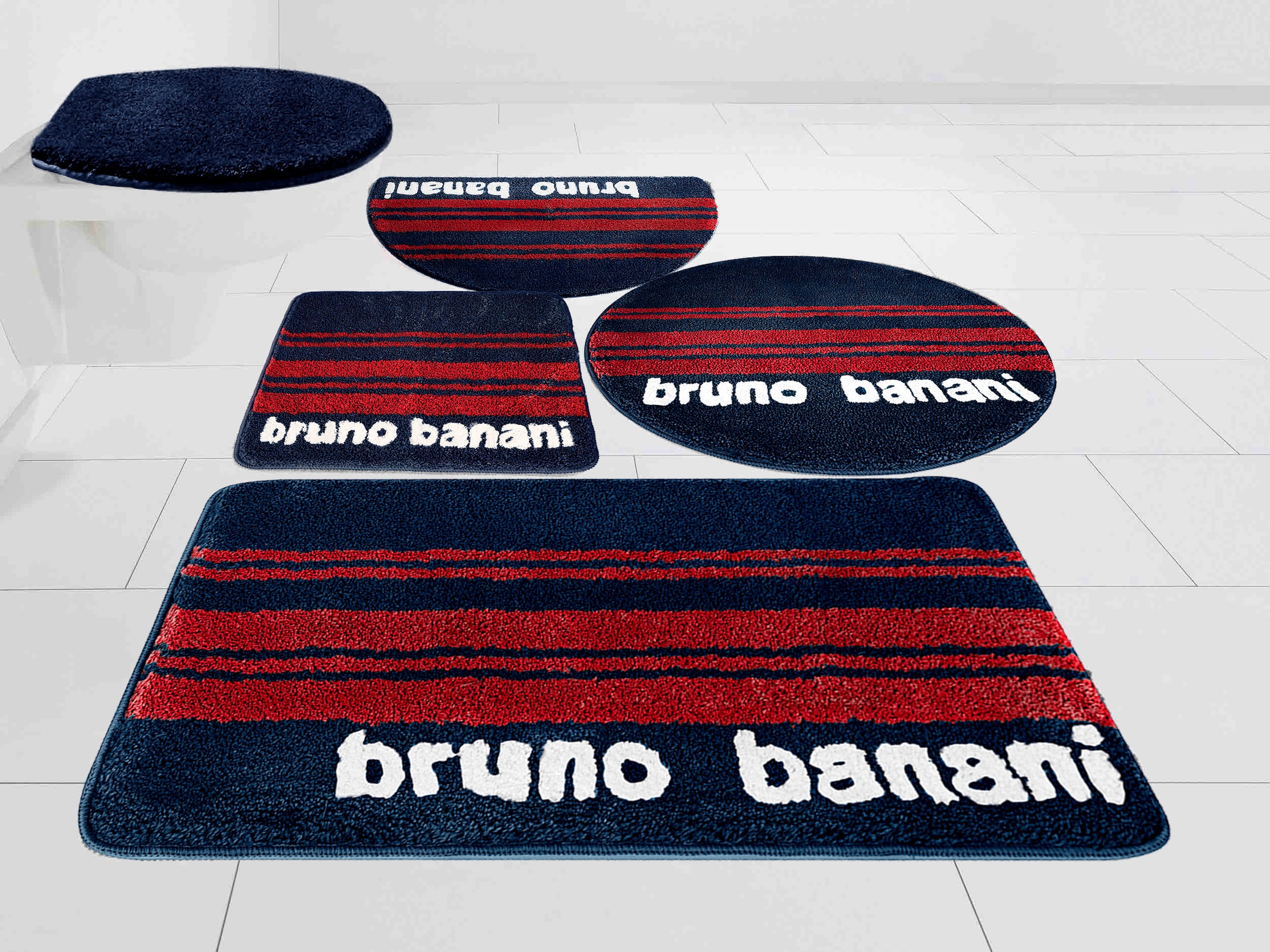Bruno Banani Badematte »Daniel«, rutschhemmend beschichtet, fußbodenheizungsgeeignet-strapazierfähig-schnell trocknend, mit Streifen, Badteppich, Badematten auch als 3 tlg. Set erhältlich