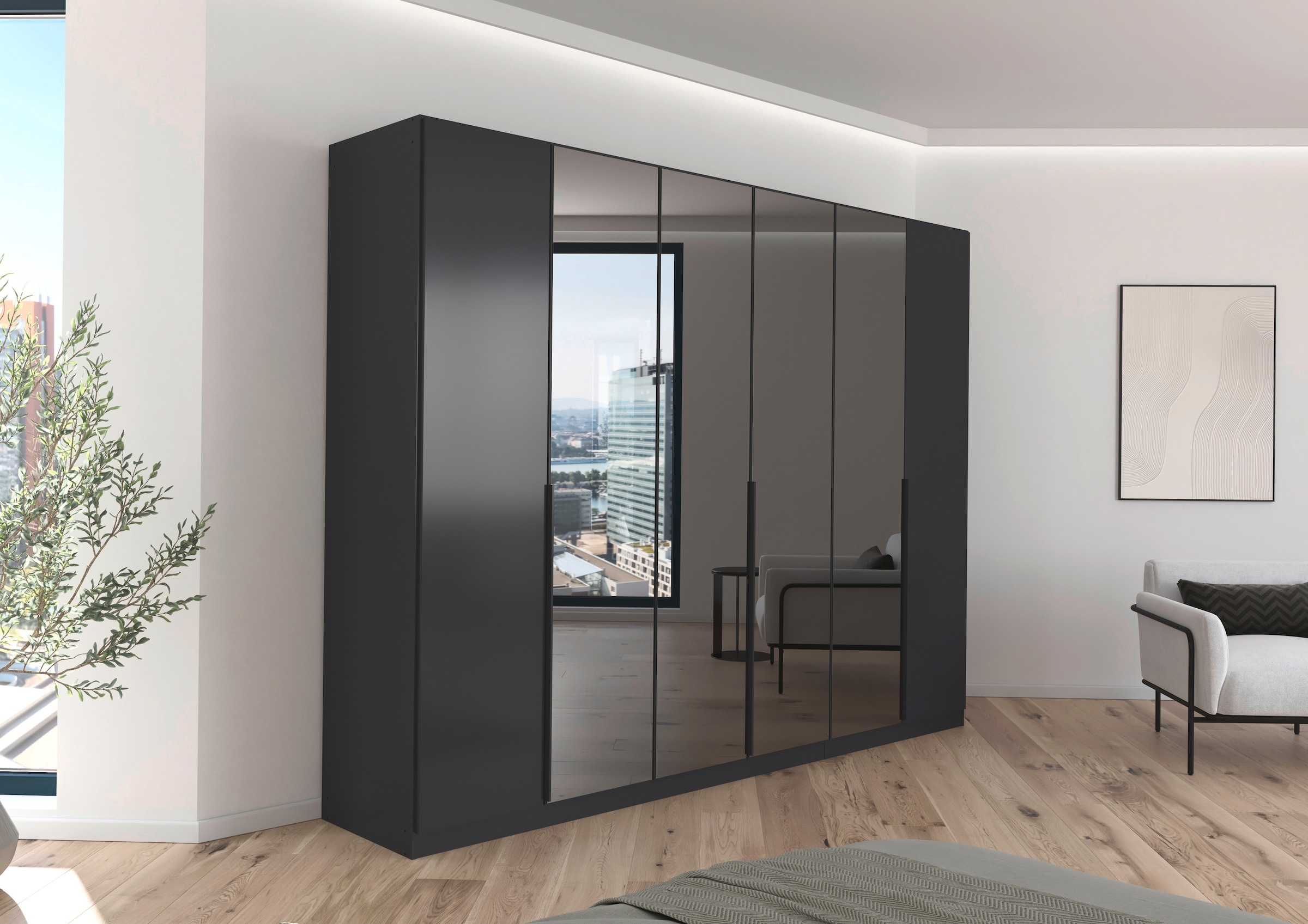 INOSIGN BY RAUCH Drehtürenschrank »Ferris Schrank Breite 2,10m BESTSELLER Schlafzimmerschrank«, Kleiderschrank mit Spiegel in den Ausführungen BASIC/CLASSIC/PREMIUM
