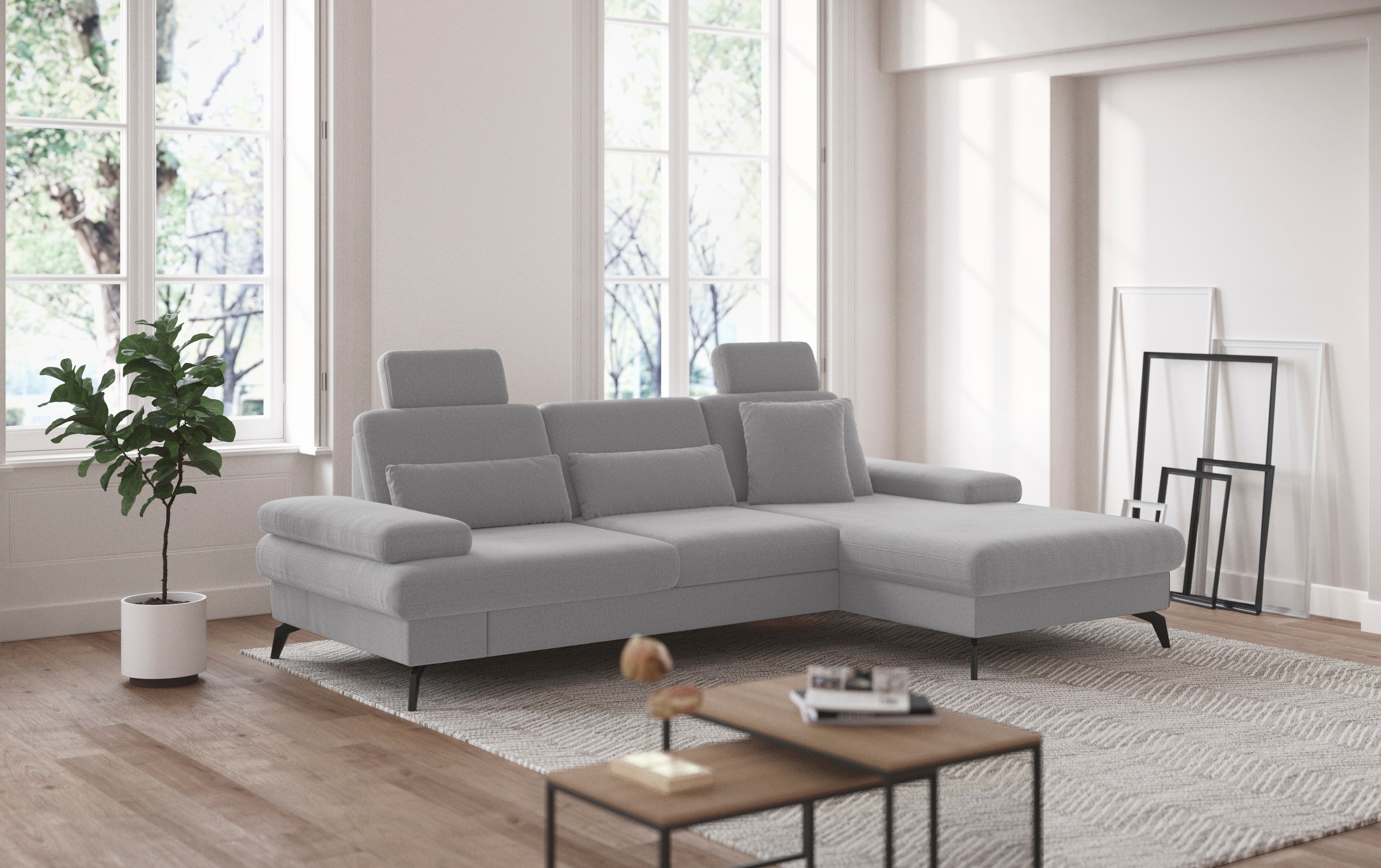 sit&more Ecksofa »Morris L-Form, inkl. Sitztiefenverstellung«, wahlweise mit Armteilverstellung, Bettfunktion & Bettkasten