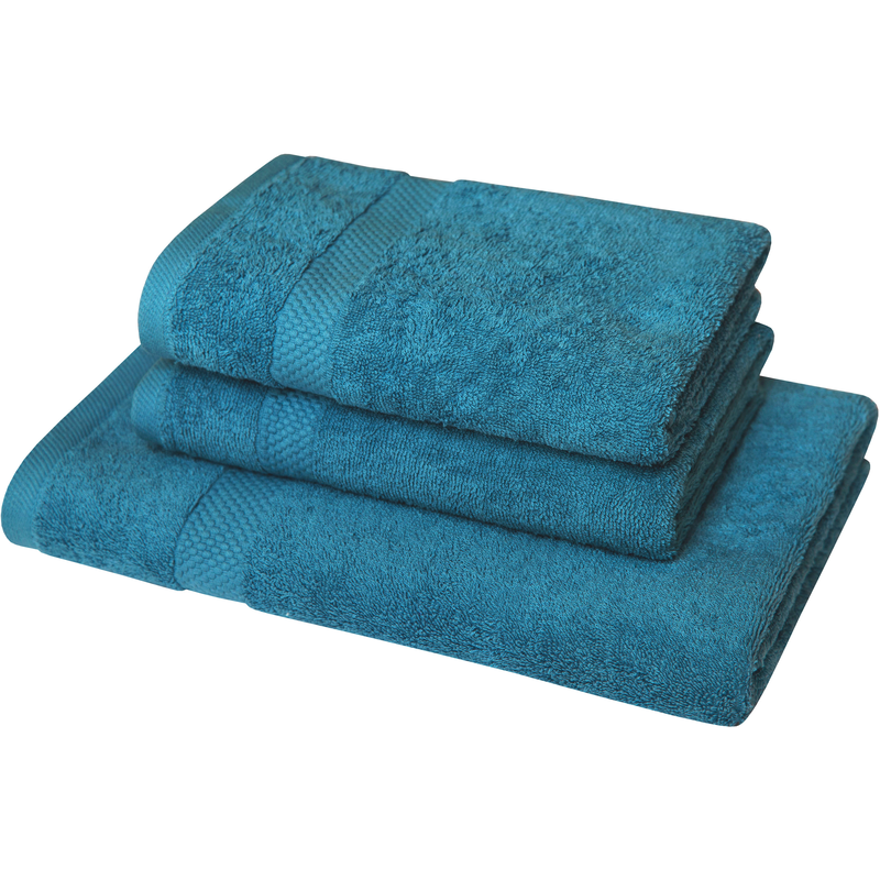 DYCKHOFF Handtuch Set »Planet« Set 3 Stk. Walkfrottier 2 Handtücher (50x100cm), 1 Duschtuch (70x140cm) petrol Obermaterial: 100% Baumwolle