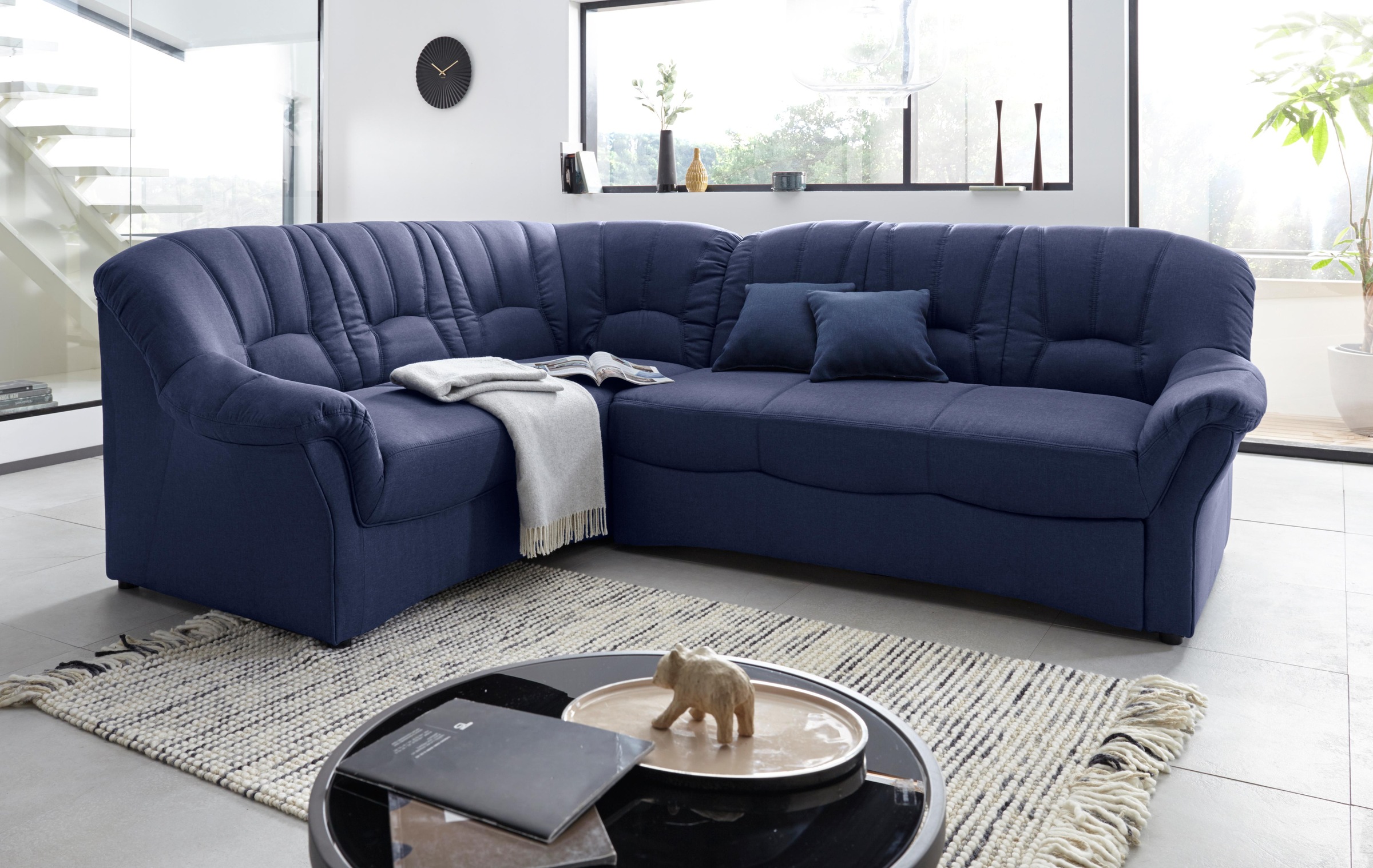 DOMO collection Ecksofa »Bahia, zeitlos und elegant, bequeme Armlehnen, L-F günstig online kaufen