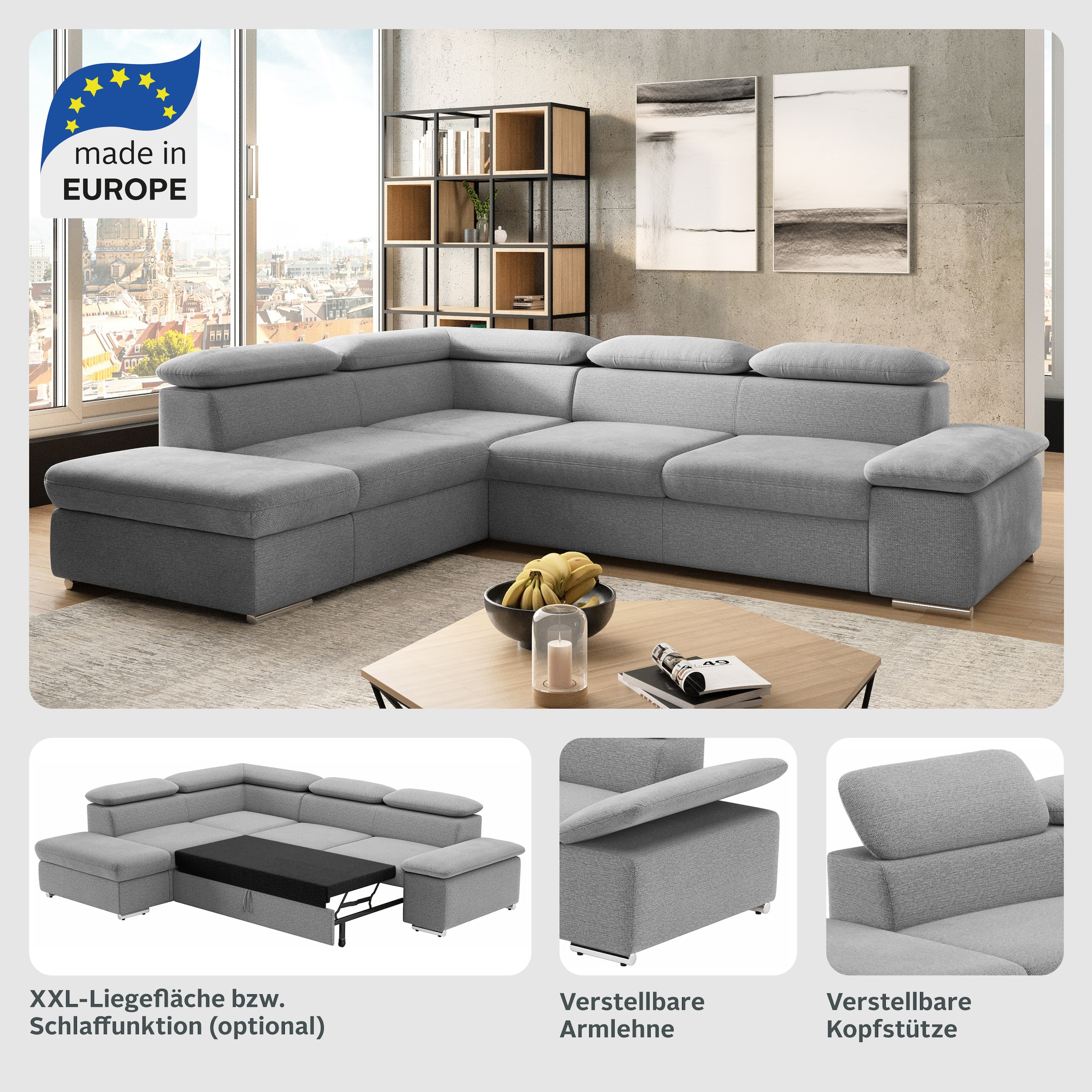 sit&more Ecksofa »Valentine, L-Form, Sofa mit Armteil- & Kopfteilverstellun günstig online kaufen