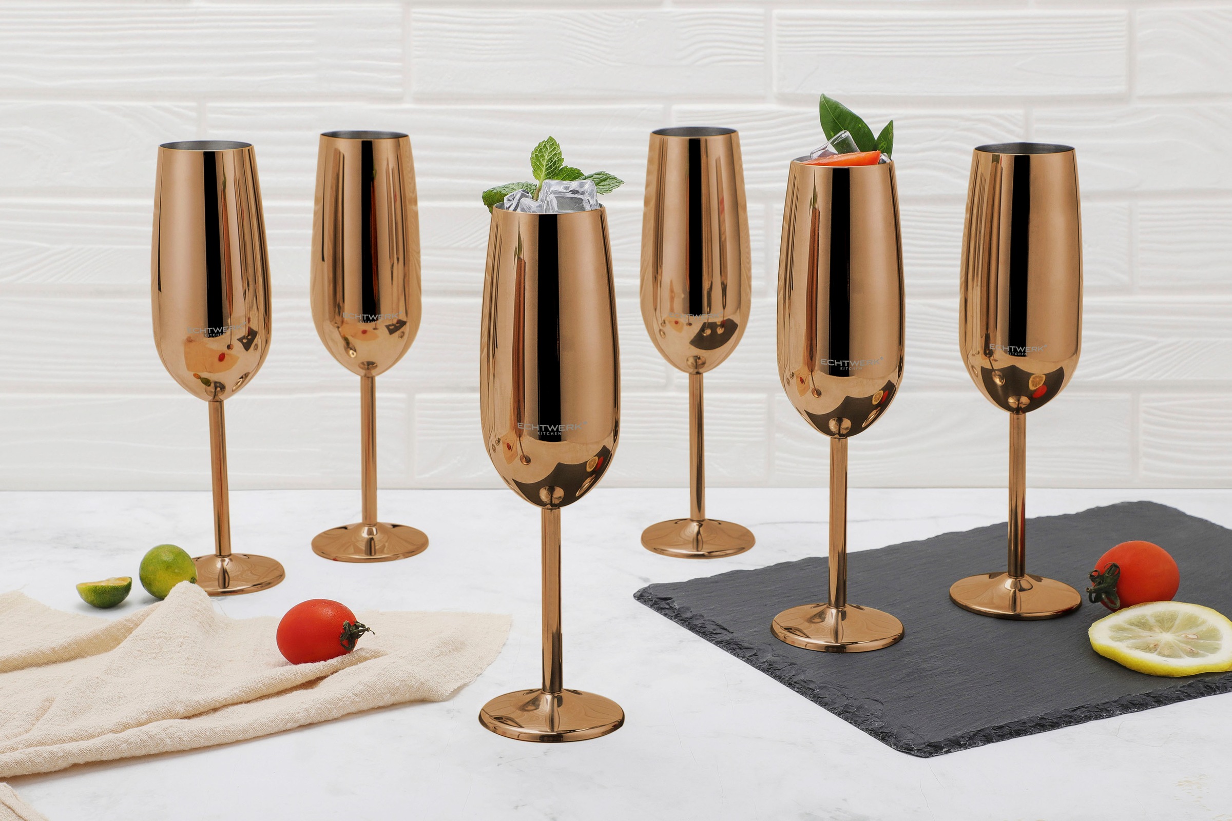 ECHTWERK Champagnerglas, (Set, 6 tlg.), Sektglas, Sektkelch, Champagnerkelch, bruchsicher, 250 ml