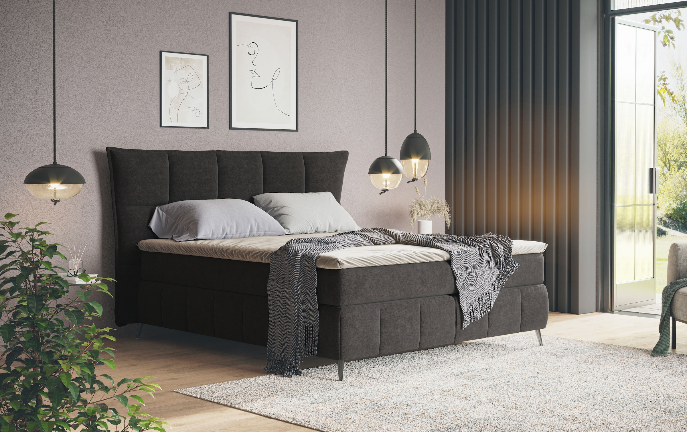 COTTA Boxspringbett »Sarah«, inkl. Topper, 2 Matratzenkerne, Härtegrade H2, H3 oder H4