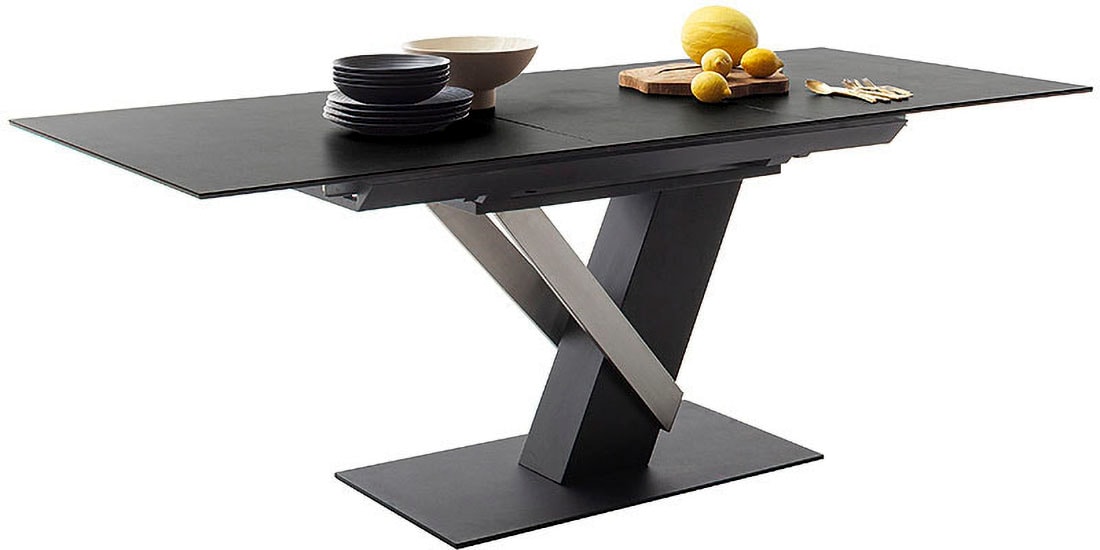 MCA furniture Esstisch »MASSARO Tisch mit Säule 160-210 cm«, (Einzelstück), Keramik, Metall, Synchronauszug, ausziehbar, 6-8 Pers.