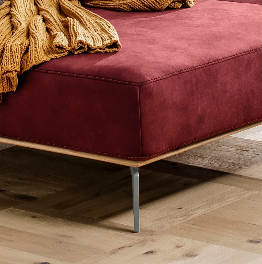 W.SCHILLIG Ecksofa »run, Designsofa mit tollem Sitzkomfort, bequem, L-Form«, mit elegantem Holzsockel, Füße in Silber matt, Breite 319 cm