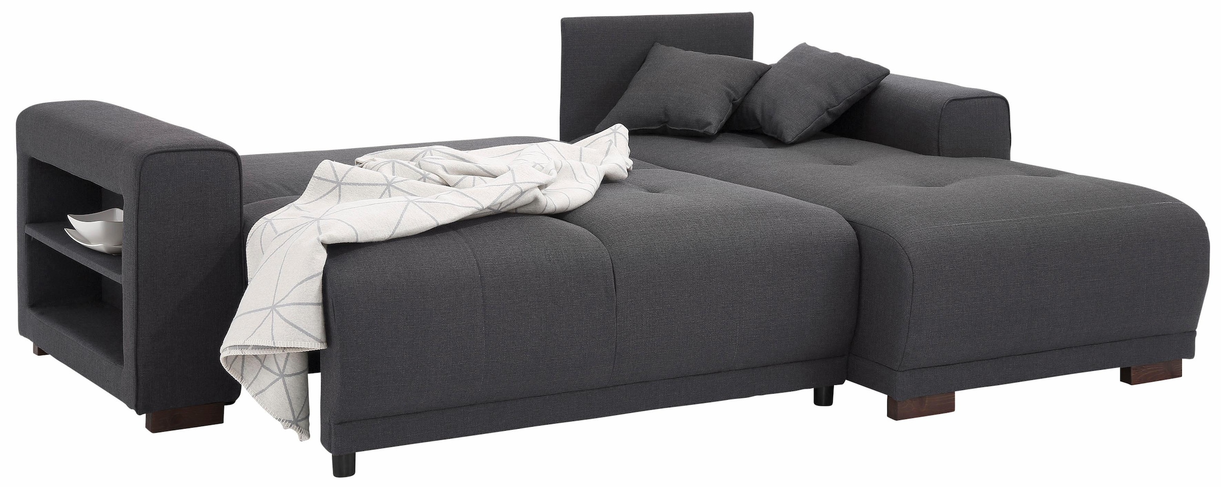 Home affaire Ecksofa »Viborg L-Form« mit Regal in der Armlehne, wahlweise mit Bettfunktion