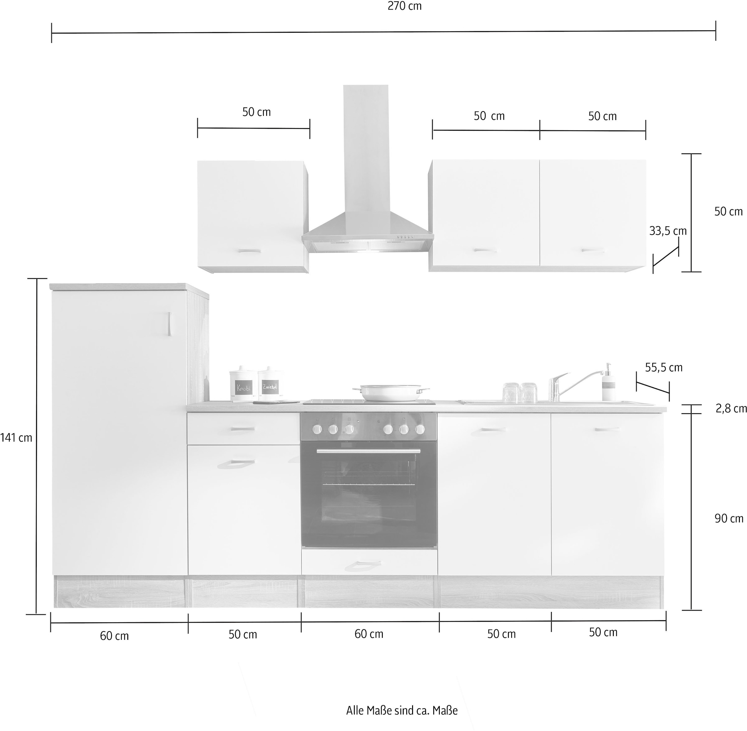 BASIC by bestellen Küchenzeile mit 270 cm, Breite Rechnung wahlweise E-Geräten Balculina »Andy«, auf