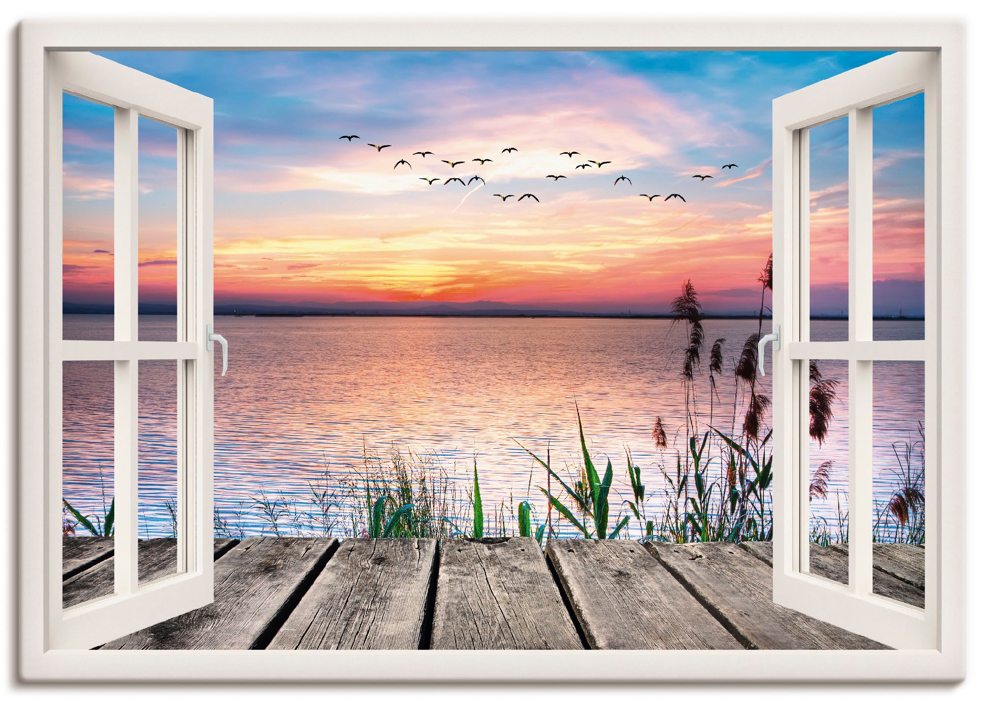 Artland Wandbild »See in den Farben der Wolken« Fensterblick 1 Stk. tlg. al günstig online kaufen
