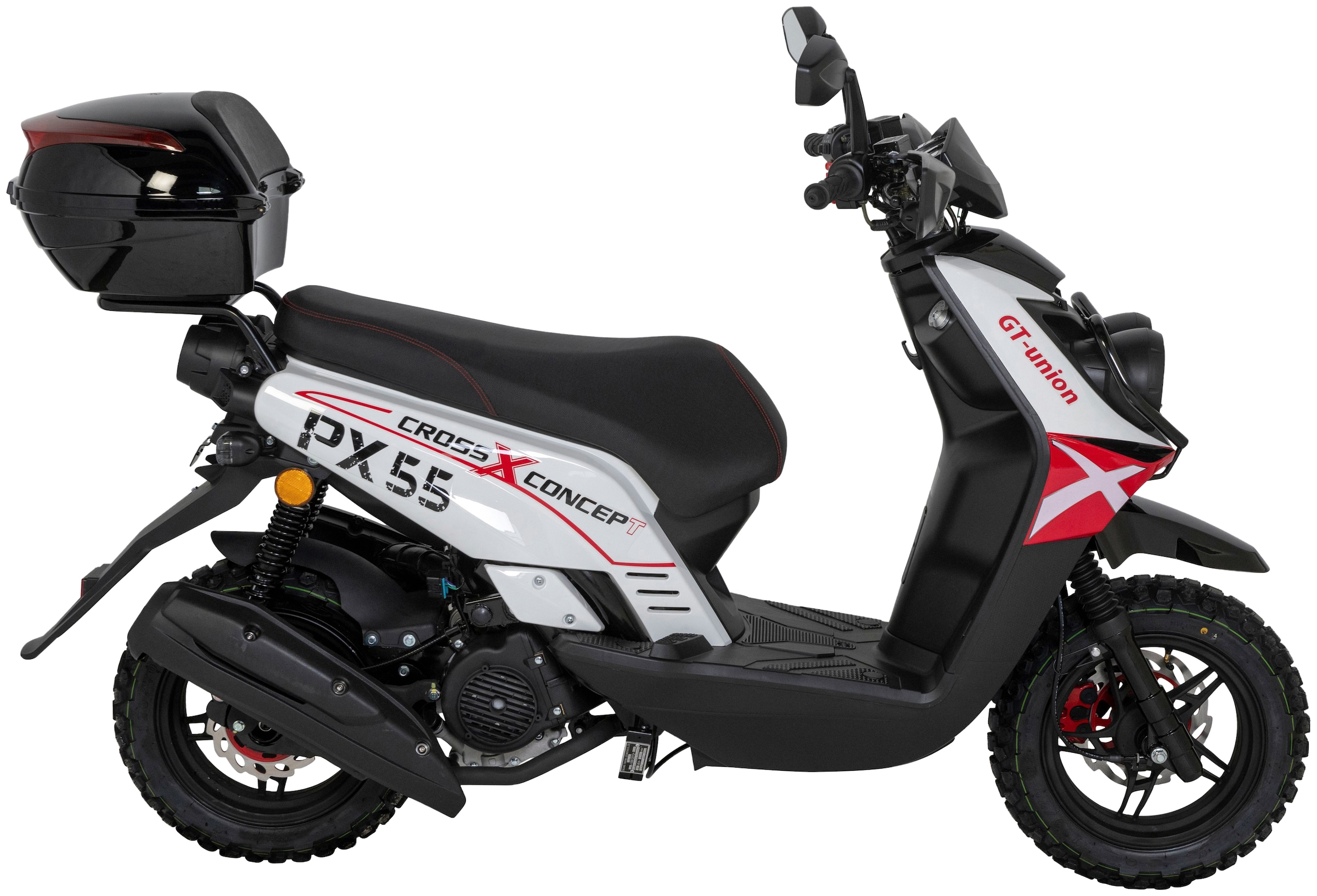 GT UNION Motorroller »PX 55 Cross-Concept«, 50 cm³, 25 km/h, Euro 5, 2,5 PS, (Set), mit Topcase