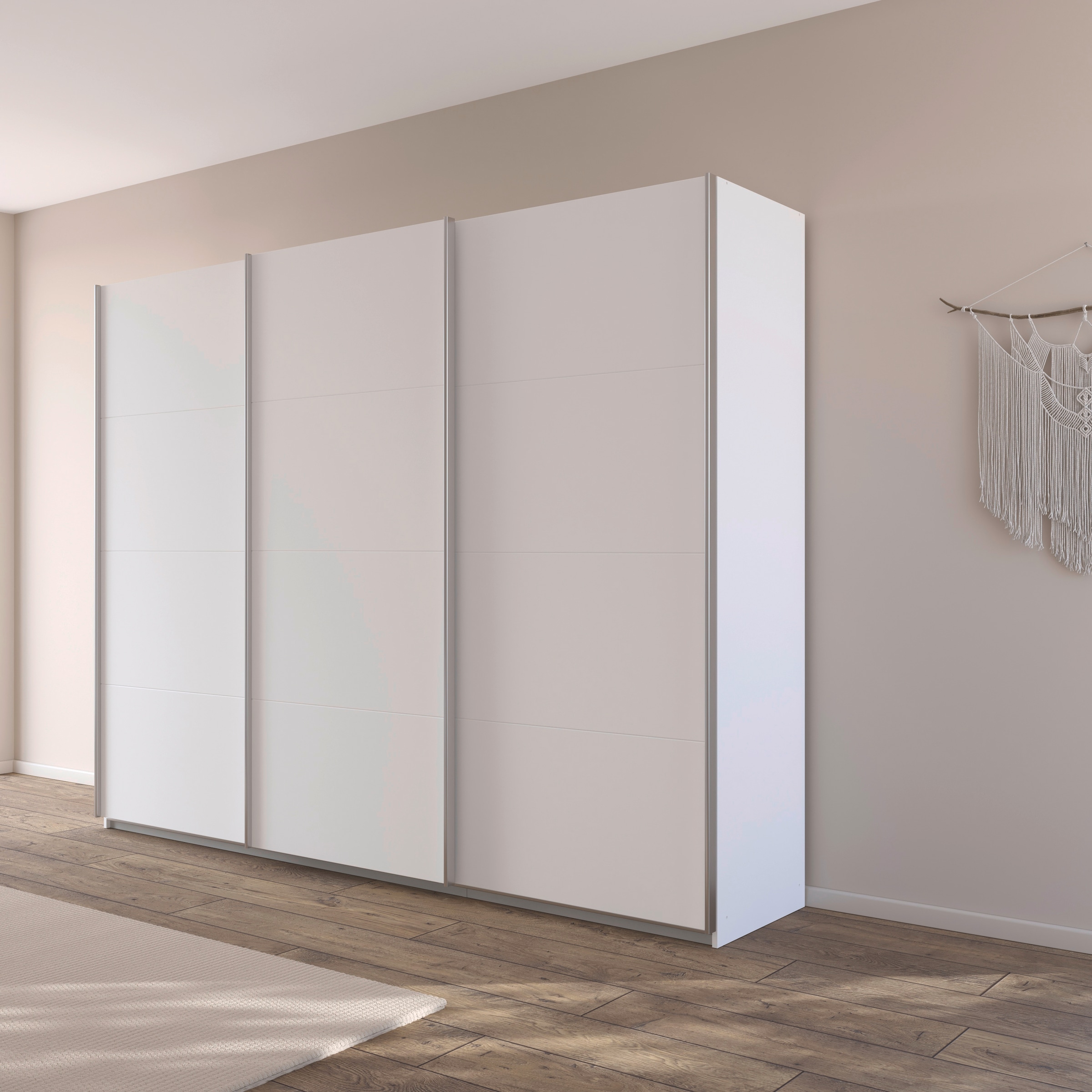 rauch Schwebetürenschrank »Kleiderschrank Schrank Garderobe AGORDO mit Dekor- oder Hochglanzfront«, (in zwei Griff-Farben), durchdachte Innenausstattung, in 4 Breiten und 2 Höhen MADE IN GERMANY