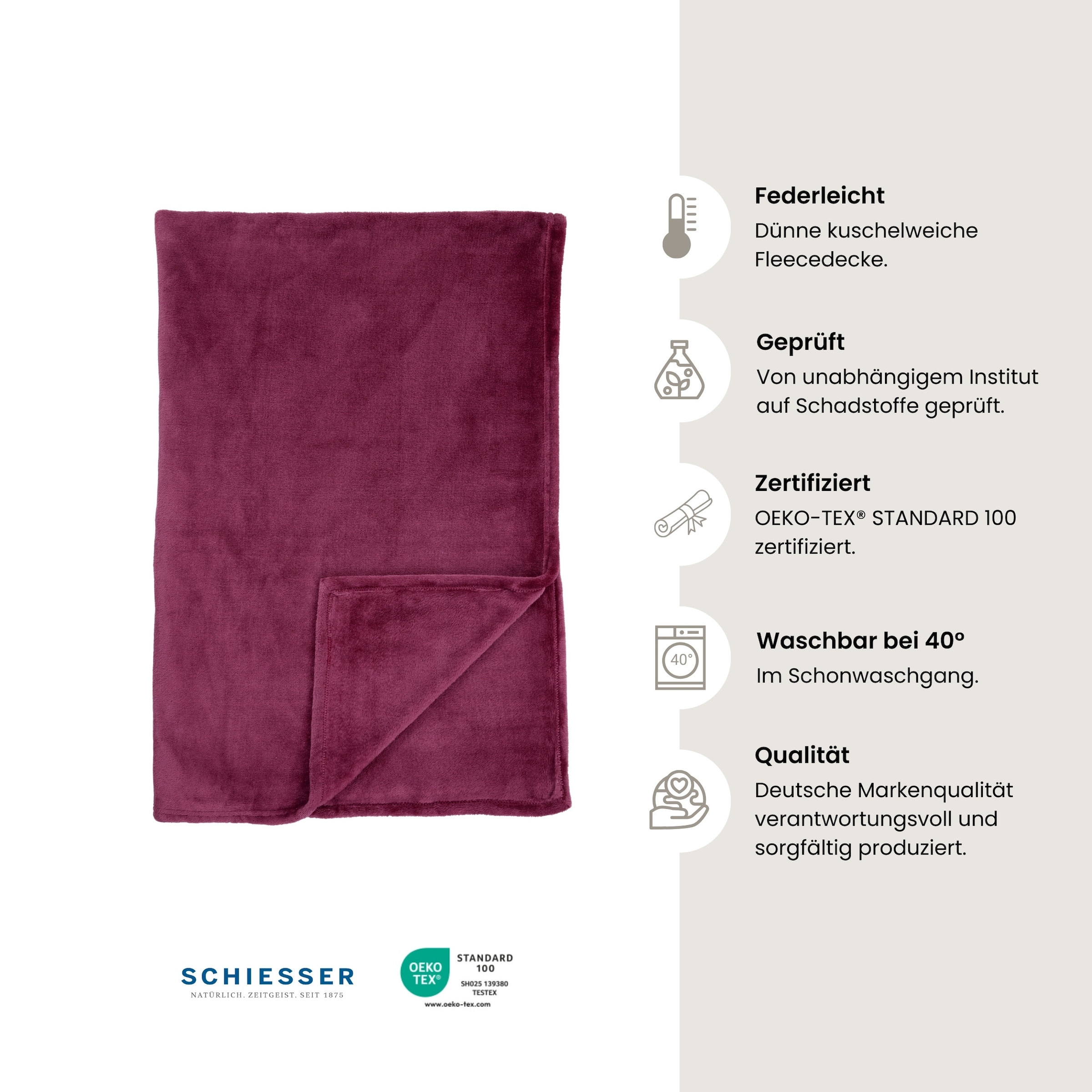 Schiesser Wohndecke »Mia leichte Kuscheldecke für Couch, Sofa und als Tagesdecke«, OEKO-TEX® zertifiziert