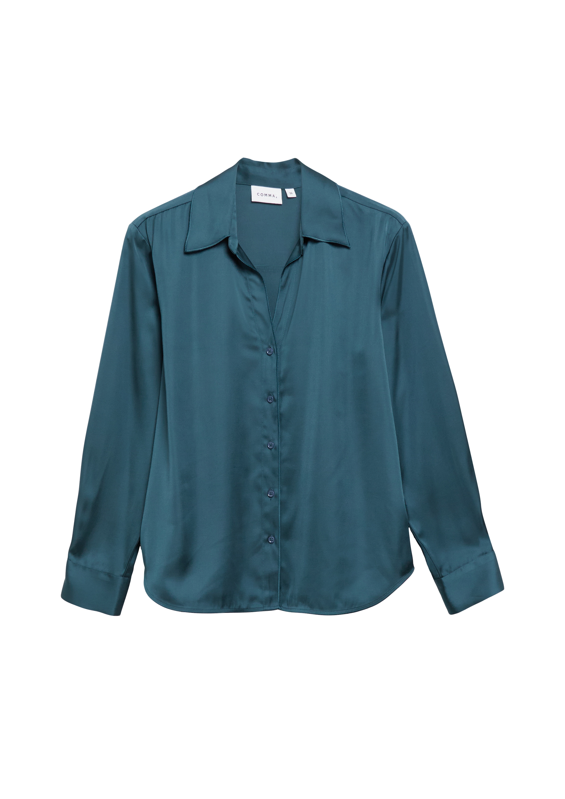 Comma Satinbluse mit V-Ausschnitt und Knopfleiste